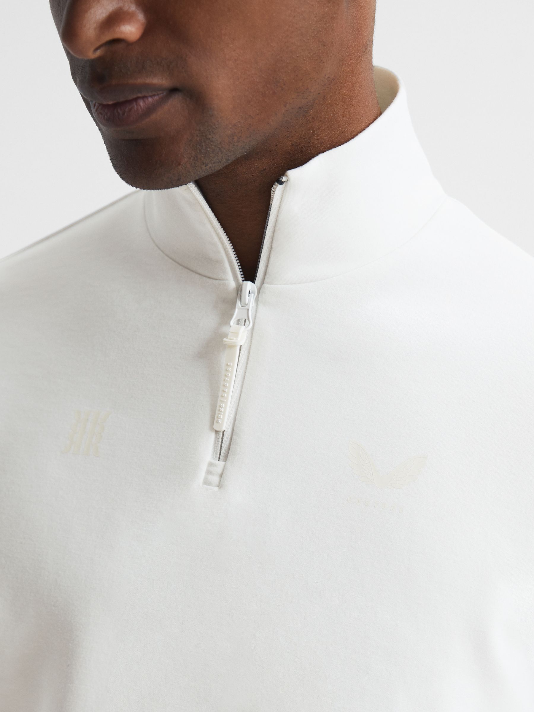 Castore Zip Neck Bonded Polo in White - Image 6 of 7