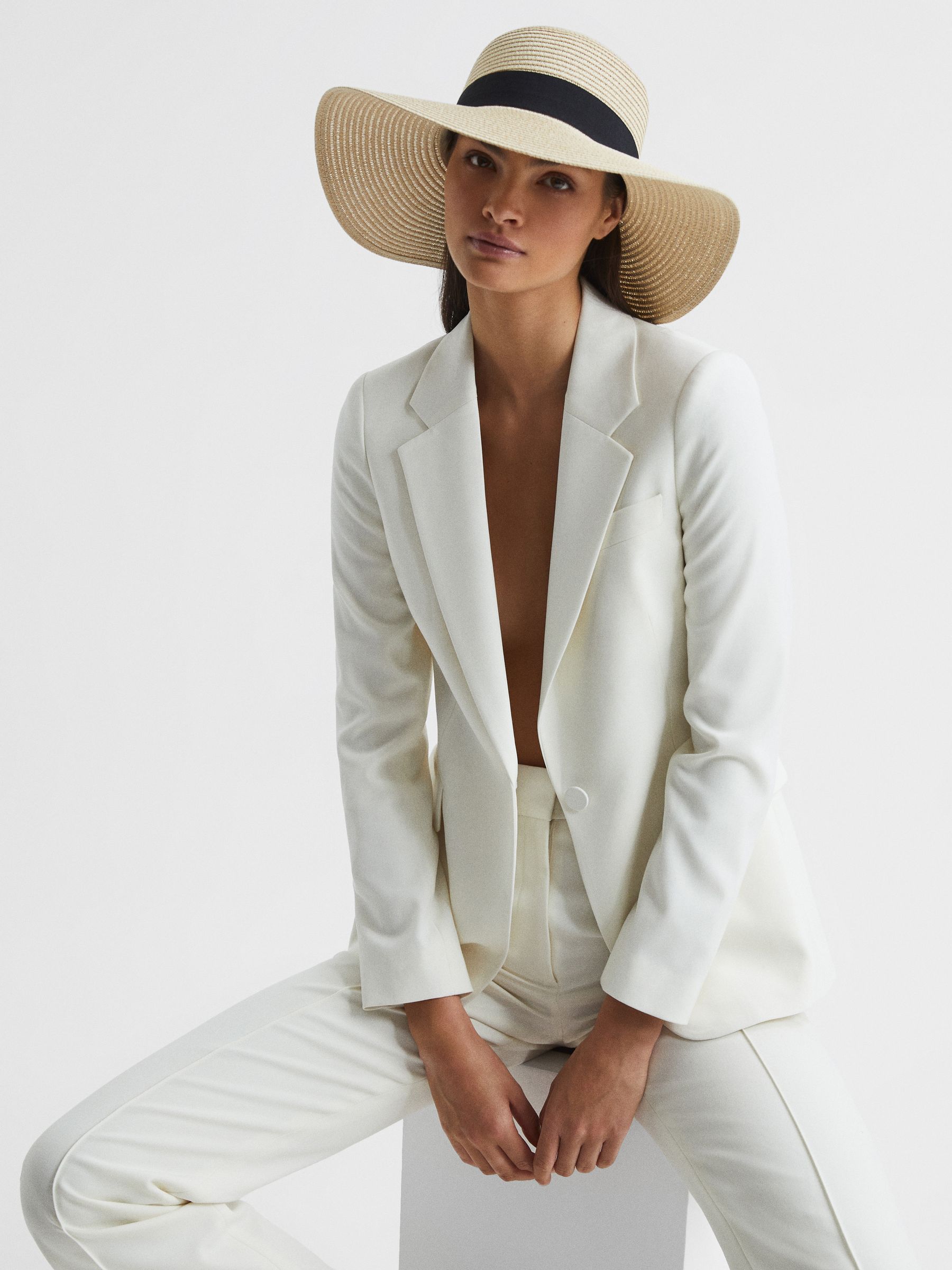Woven Wide Brim Hat in Natural - Image 3 of 5