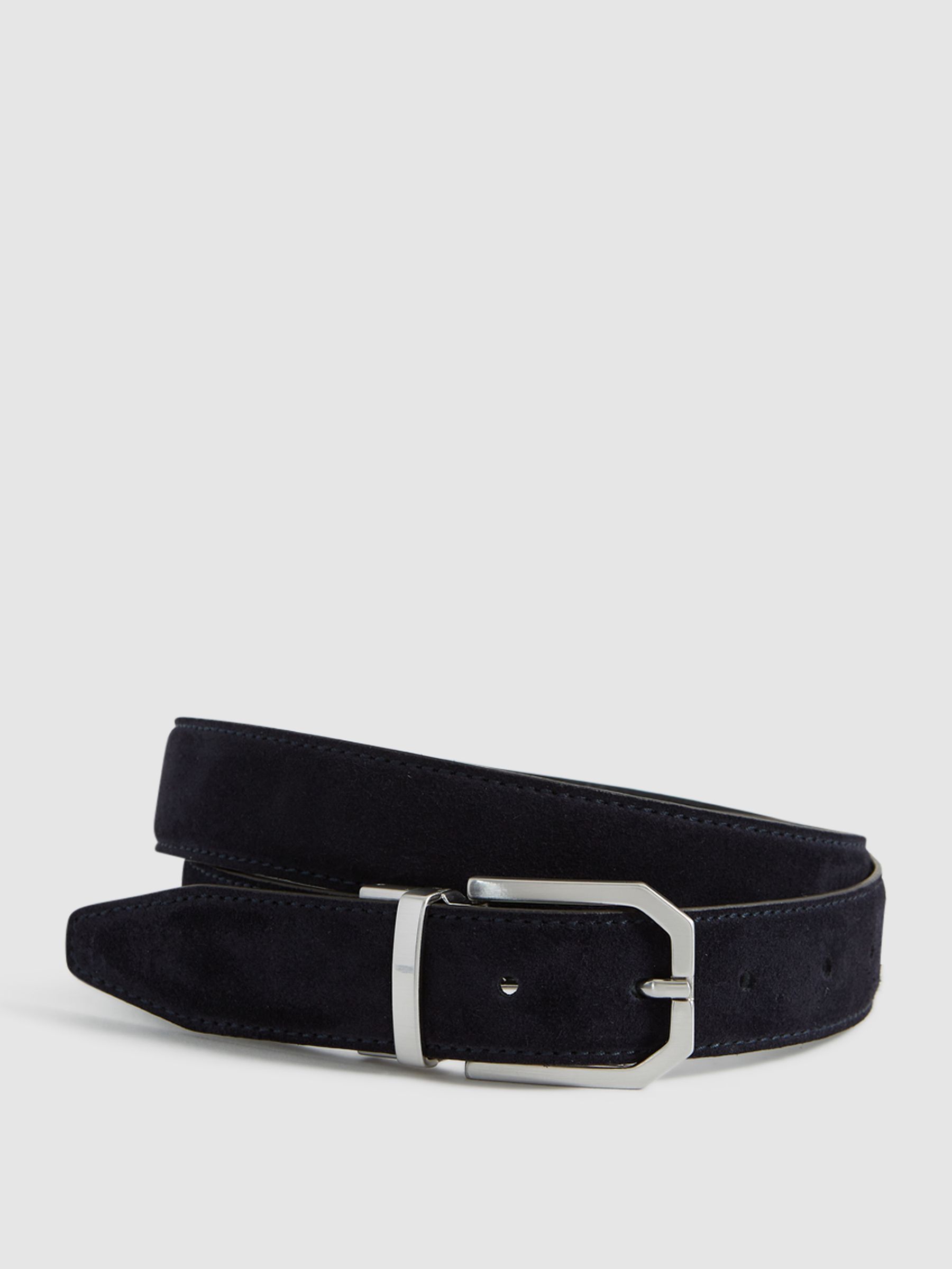 Reversible Leather And Suede Belt in Navy/Black - Image 1 of 7