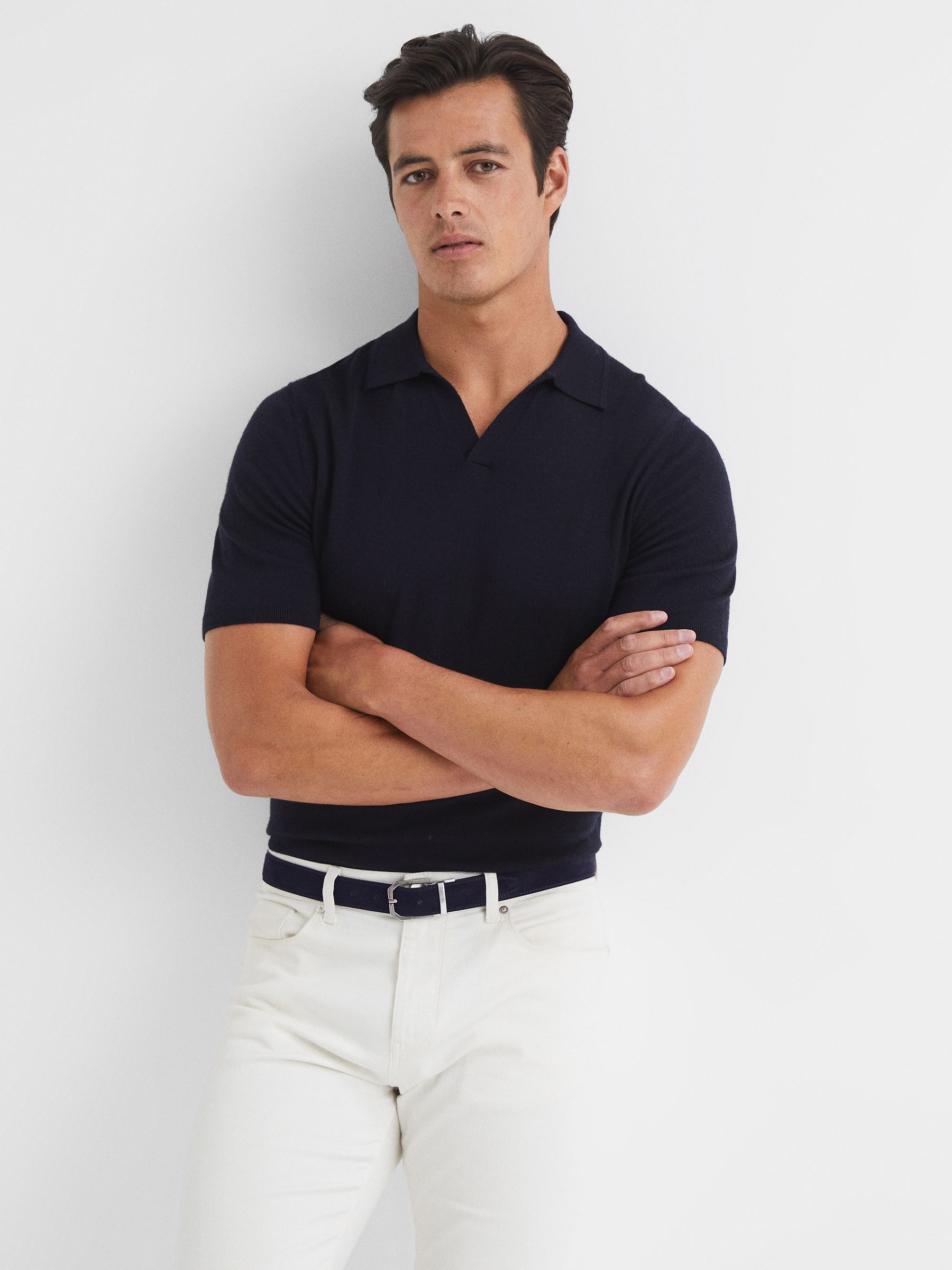 Reversible Leather And Suede Belt in Navy/Black - Image 3 of 7