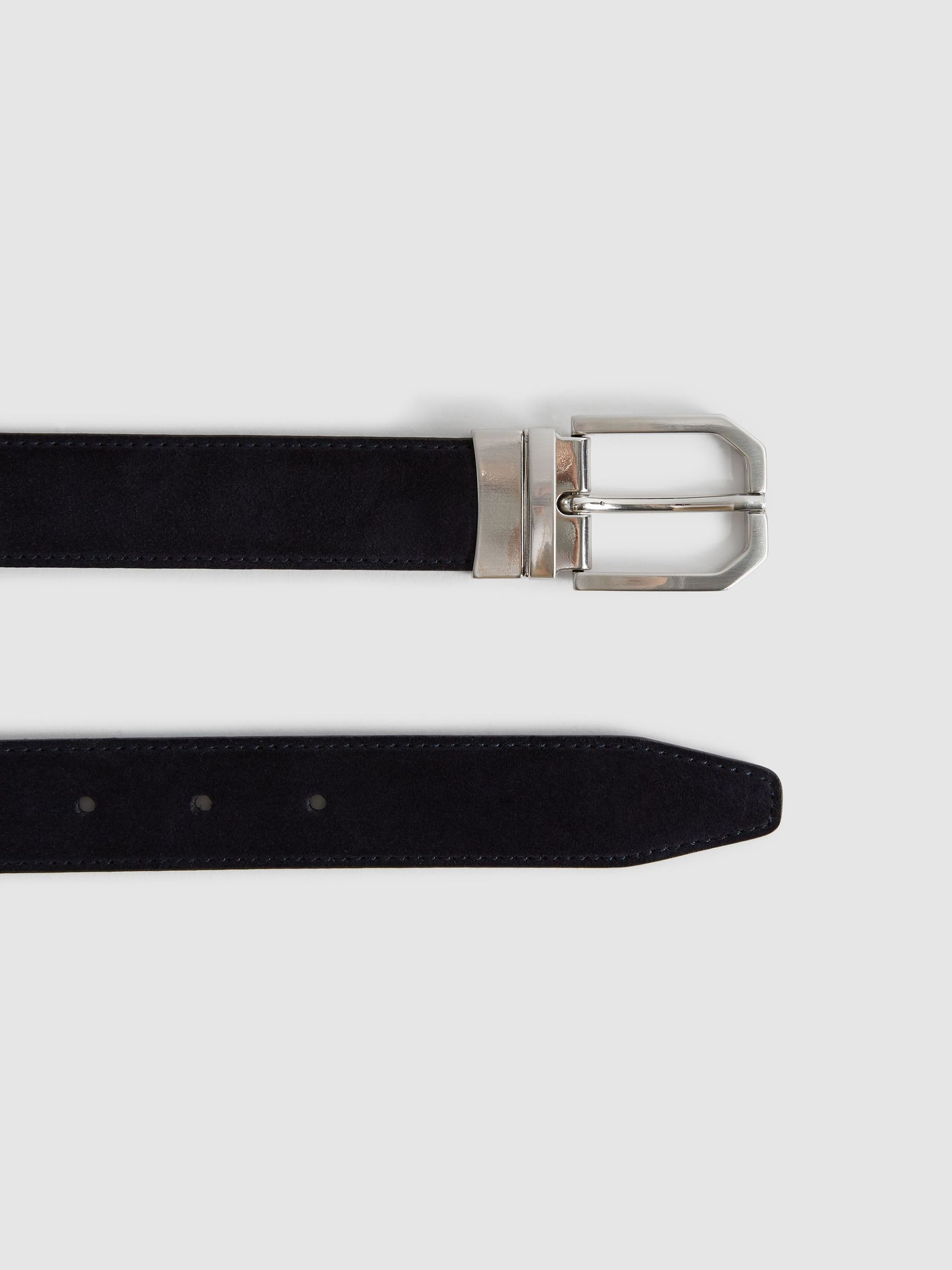 Reversible Leather And Suede Belt in Navy/Black - Image 6 of 7