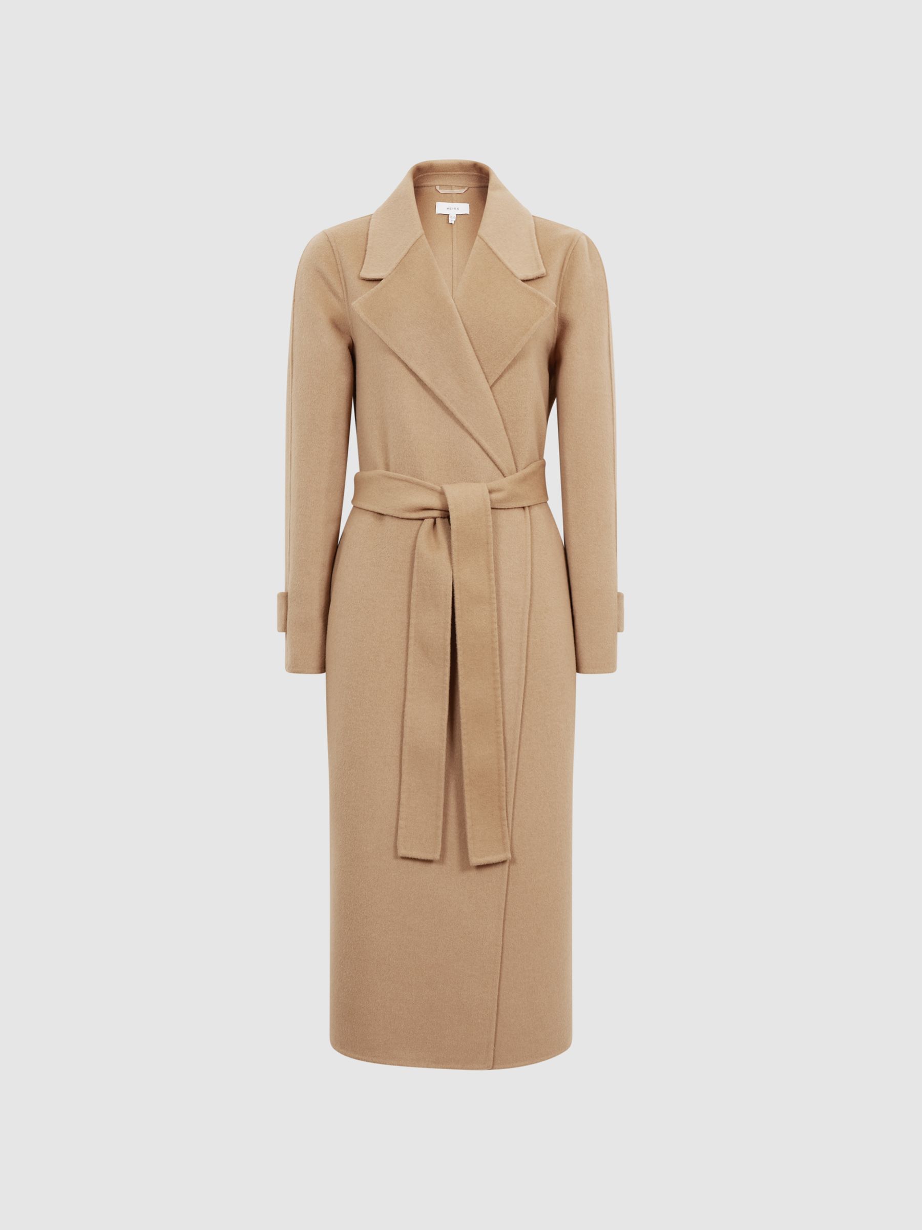 Belted Blindseam Wool Longline Coat in Camel - Image 2 of 9