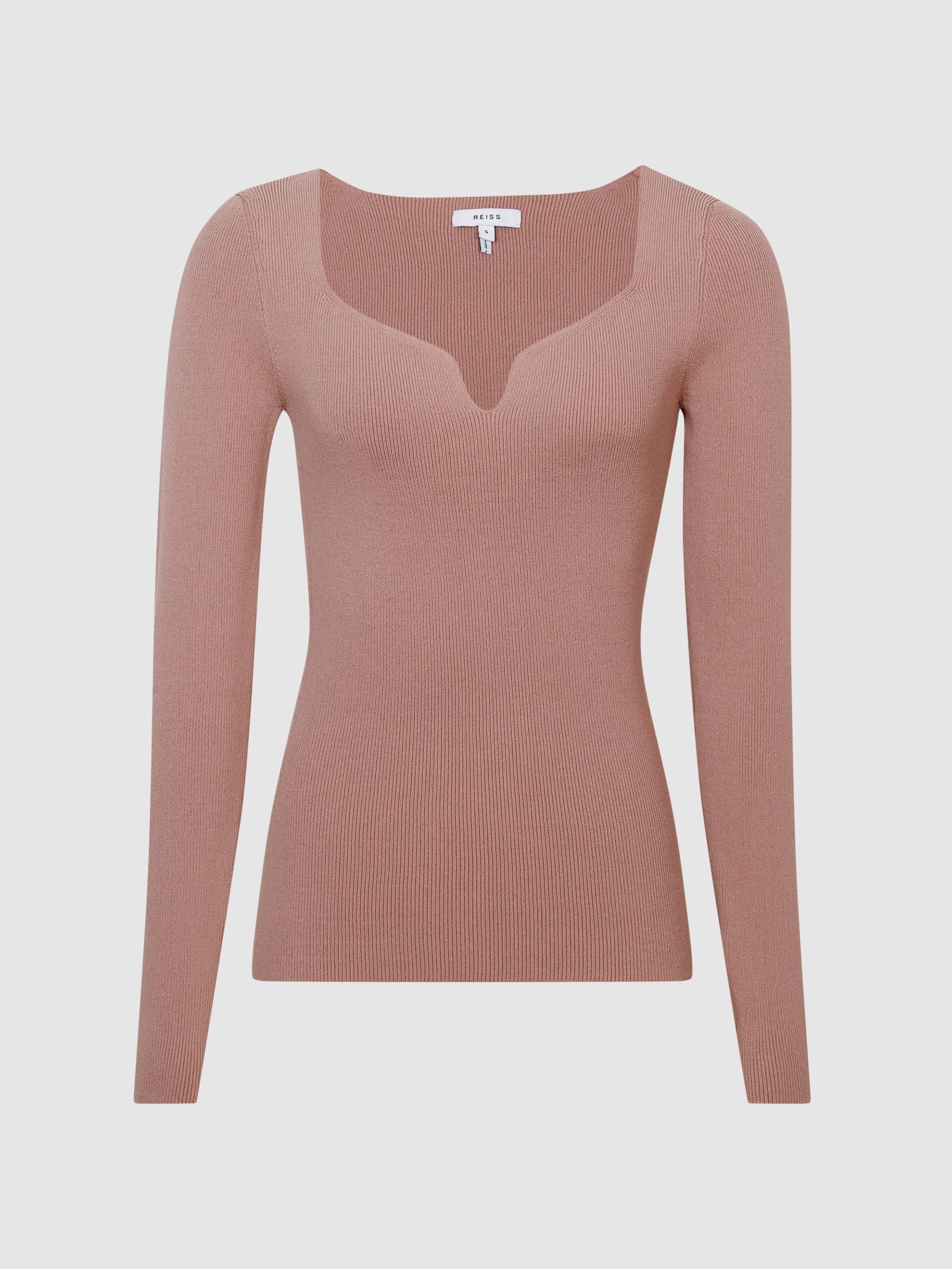 Ribbed Sweetheart Jumper in Blush - Image 2 of 7