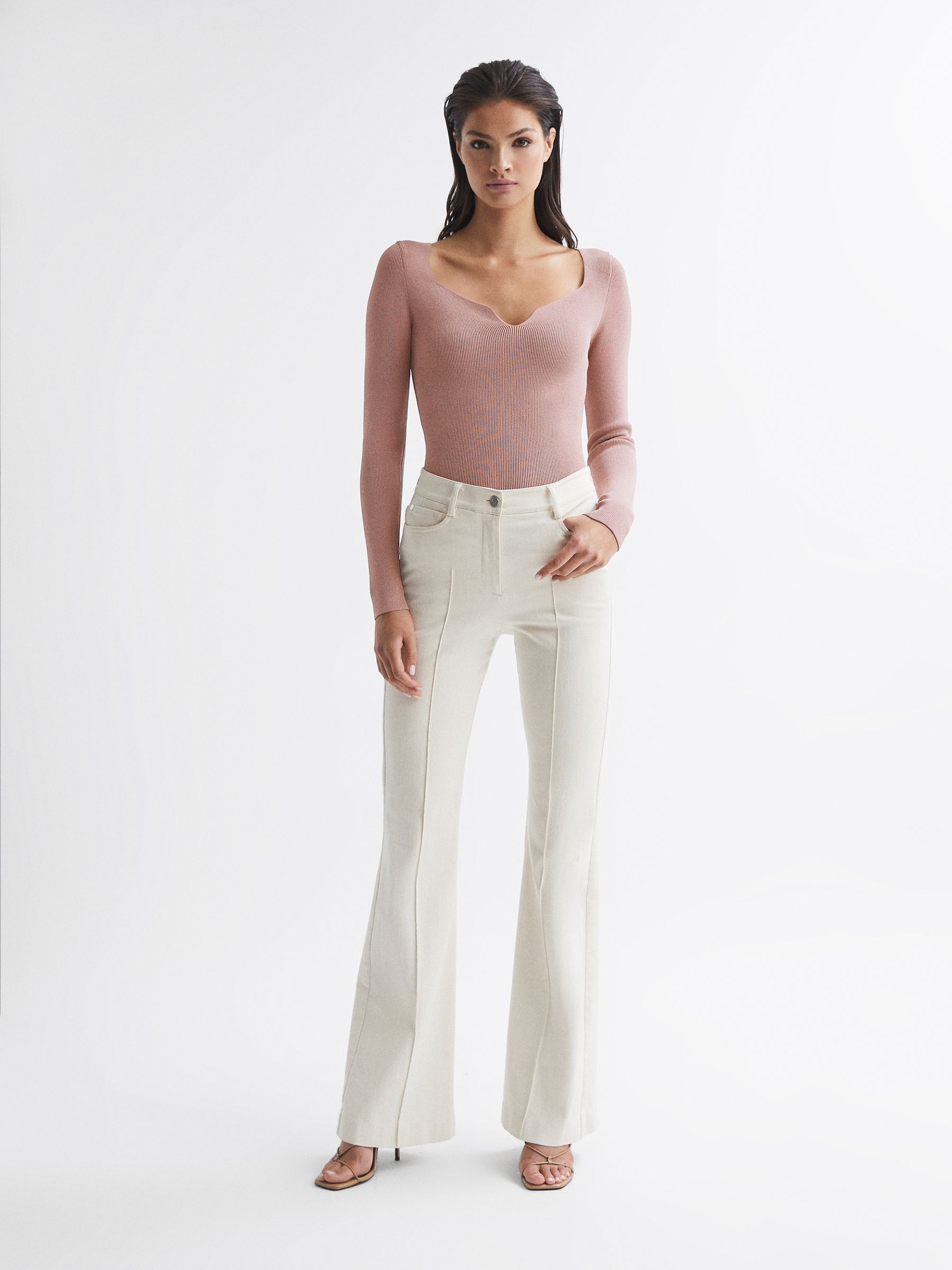 Ribbed Sweetheart Jumper in Blush - Image 3 of 7