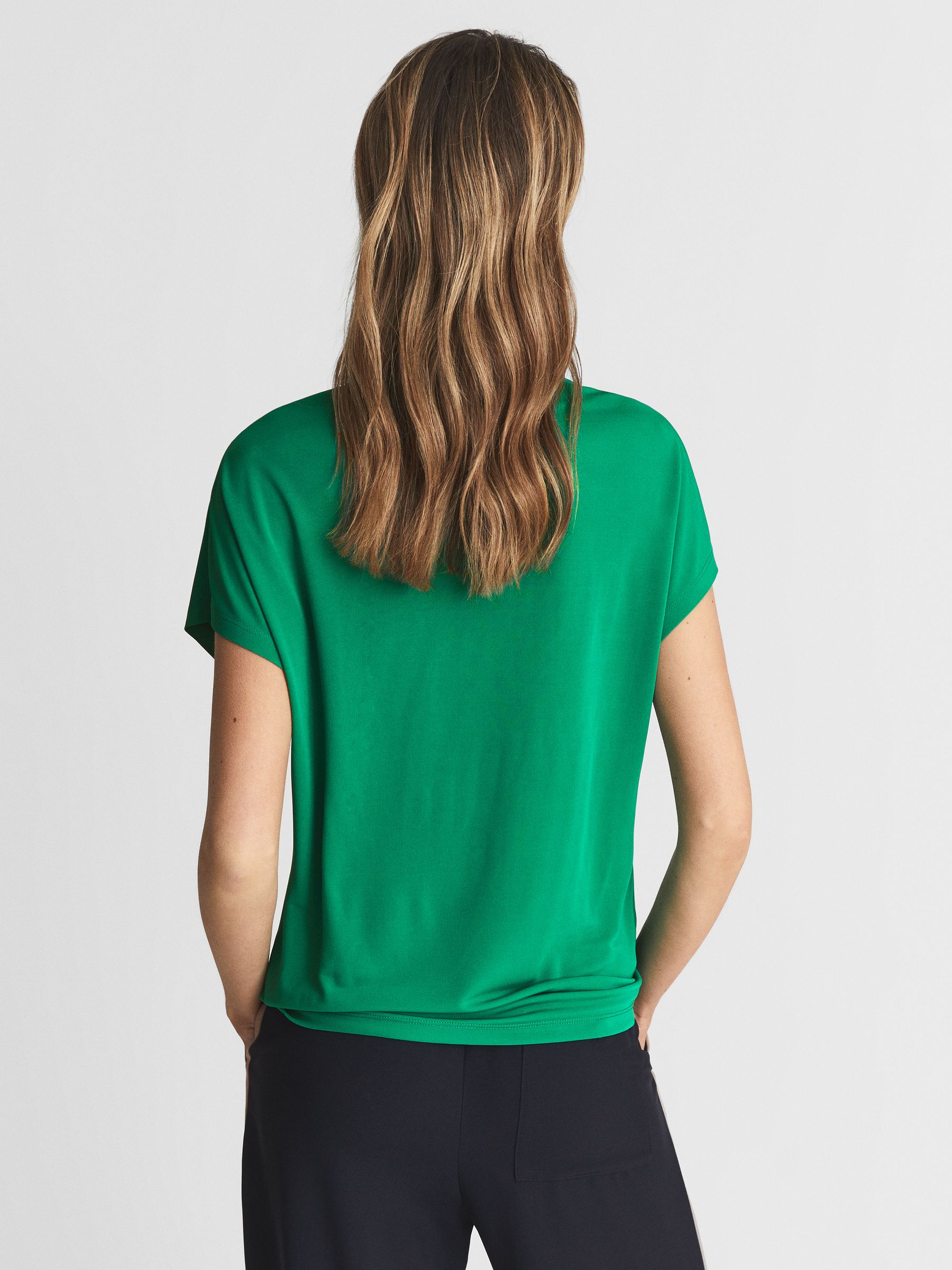 High Neck Jersey Top in Green - Image 5 of 6