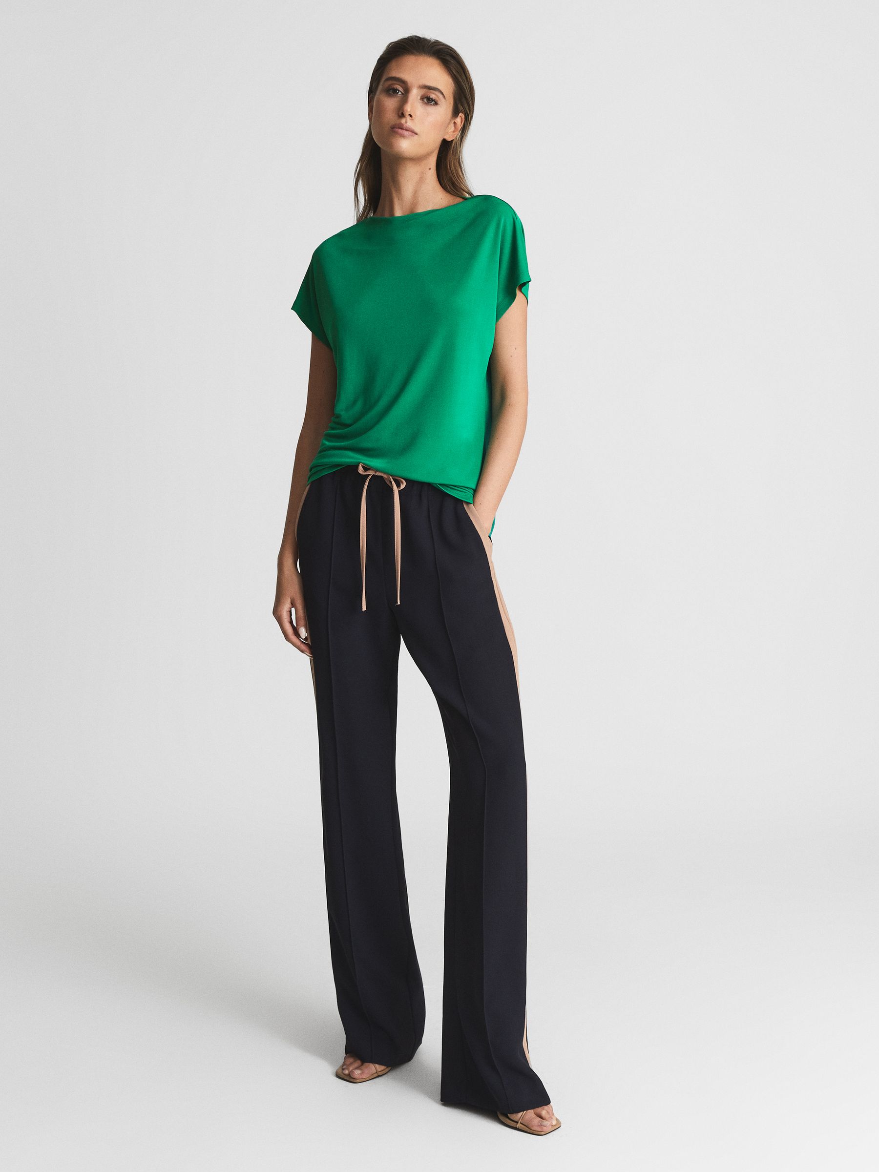 High Neck Jersey Top in Green - Image 6 of 6