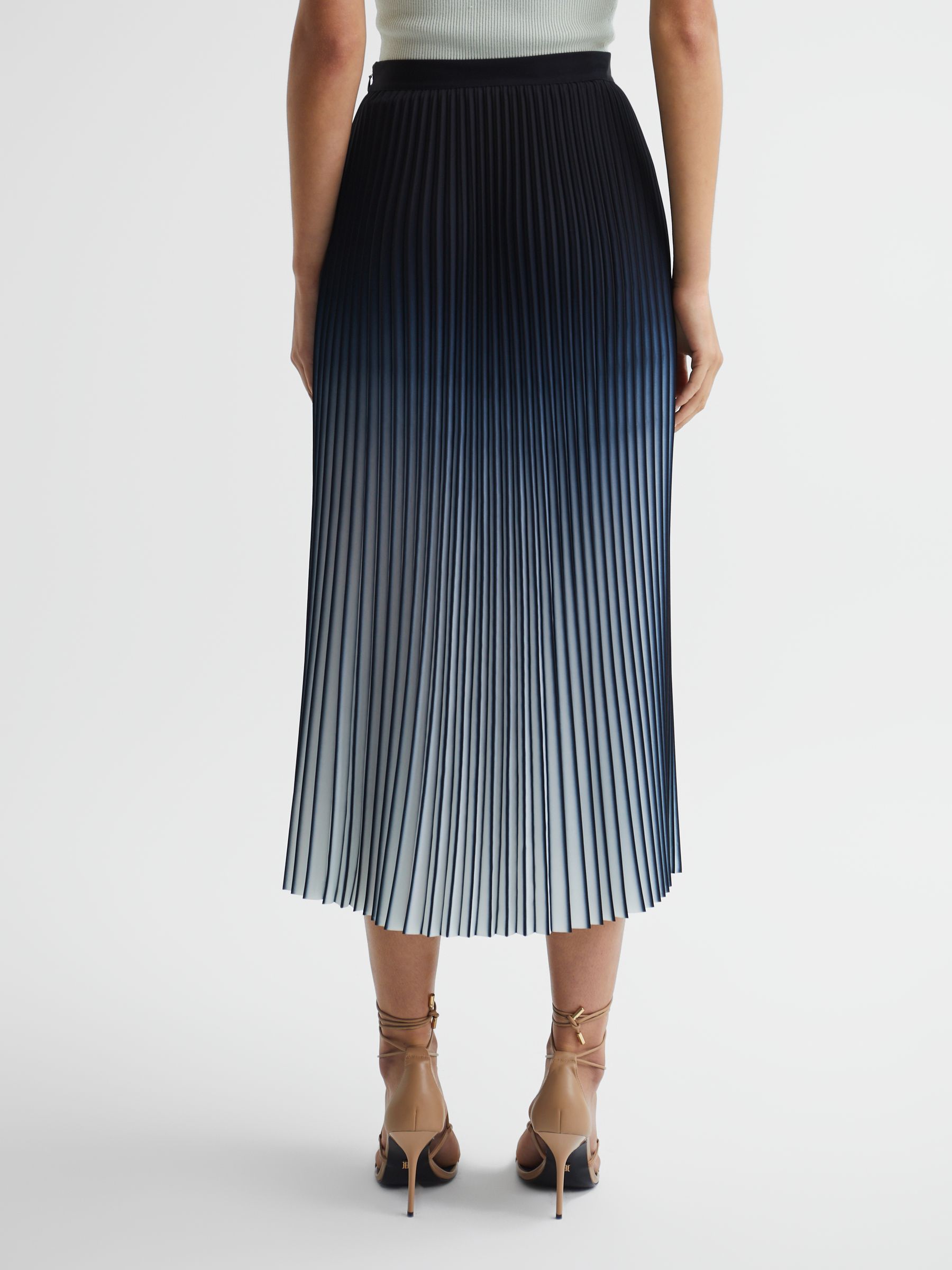 Ombre Pleated Midi Skirt in Blue - Image 5 of 7