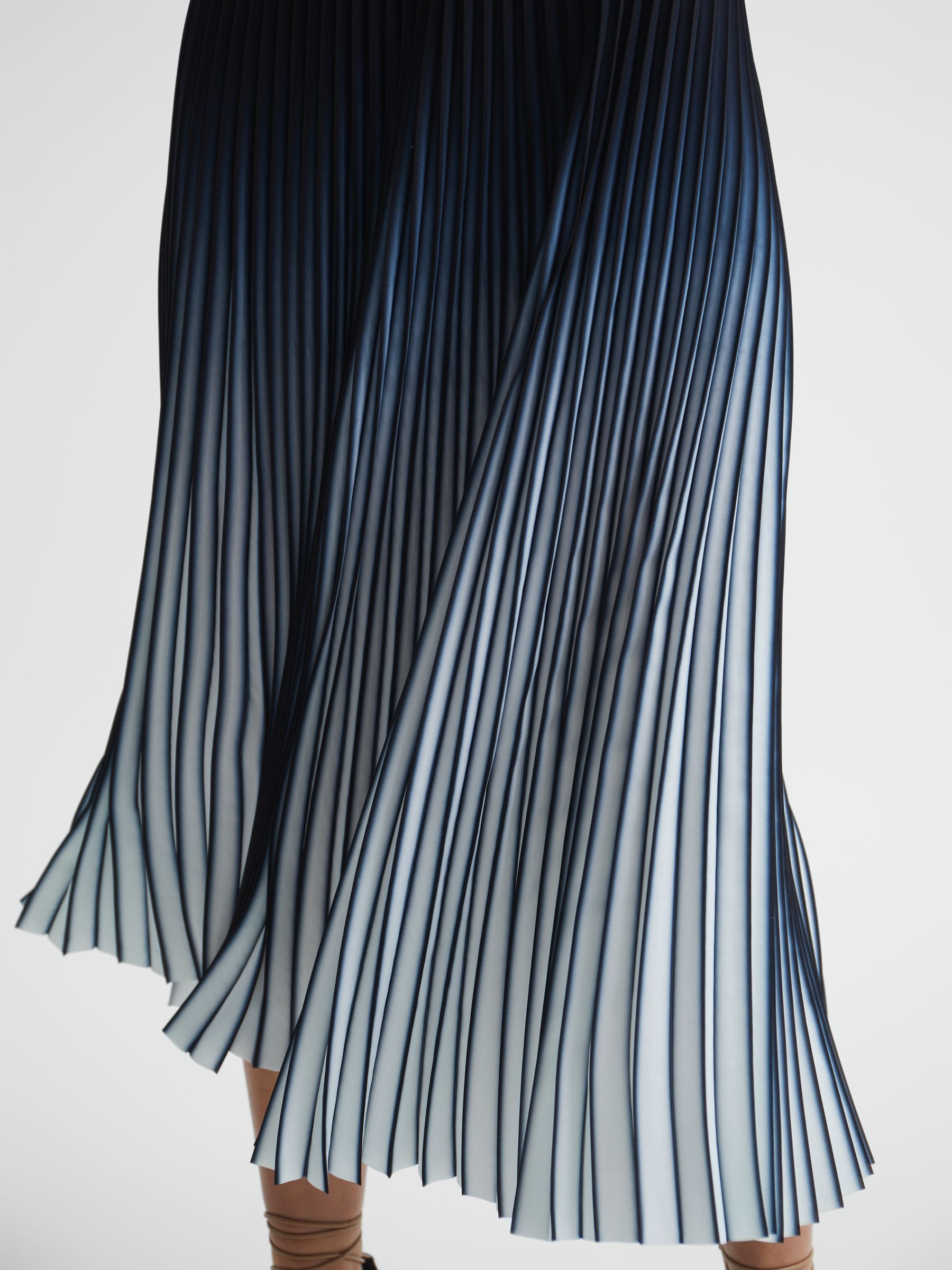 Reiss Ombre Pleated Midi Skirt in Blue | REISS