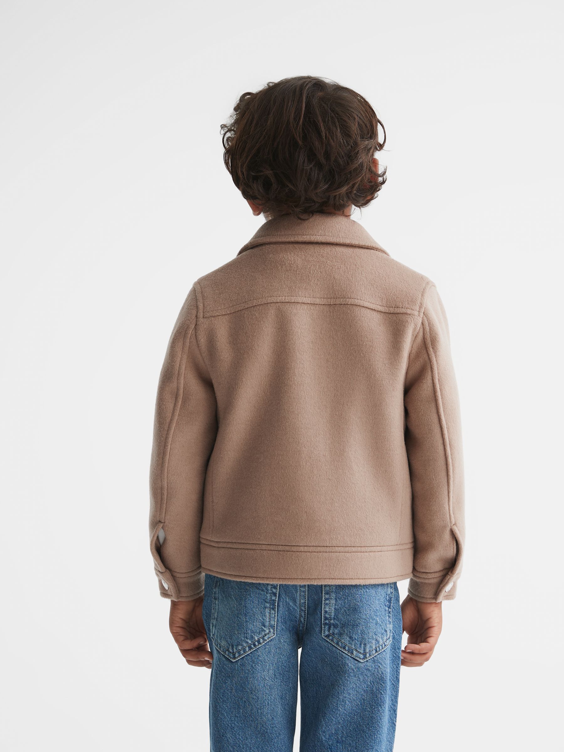 Junior Wool Trucker Jacket in Camel - Image 5 of 7