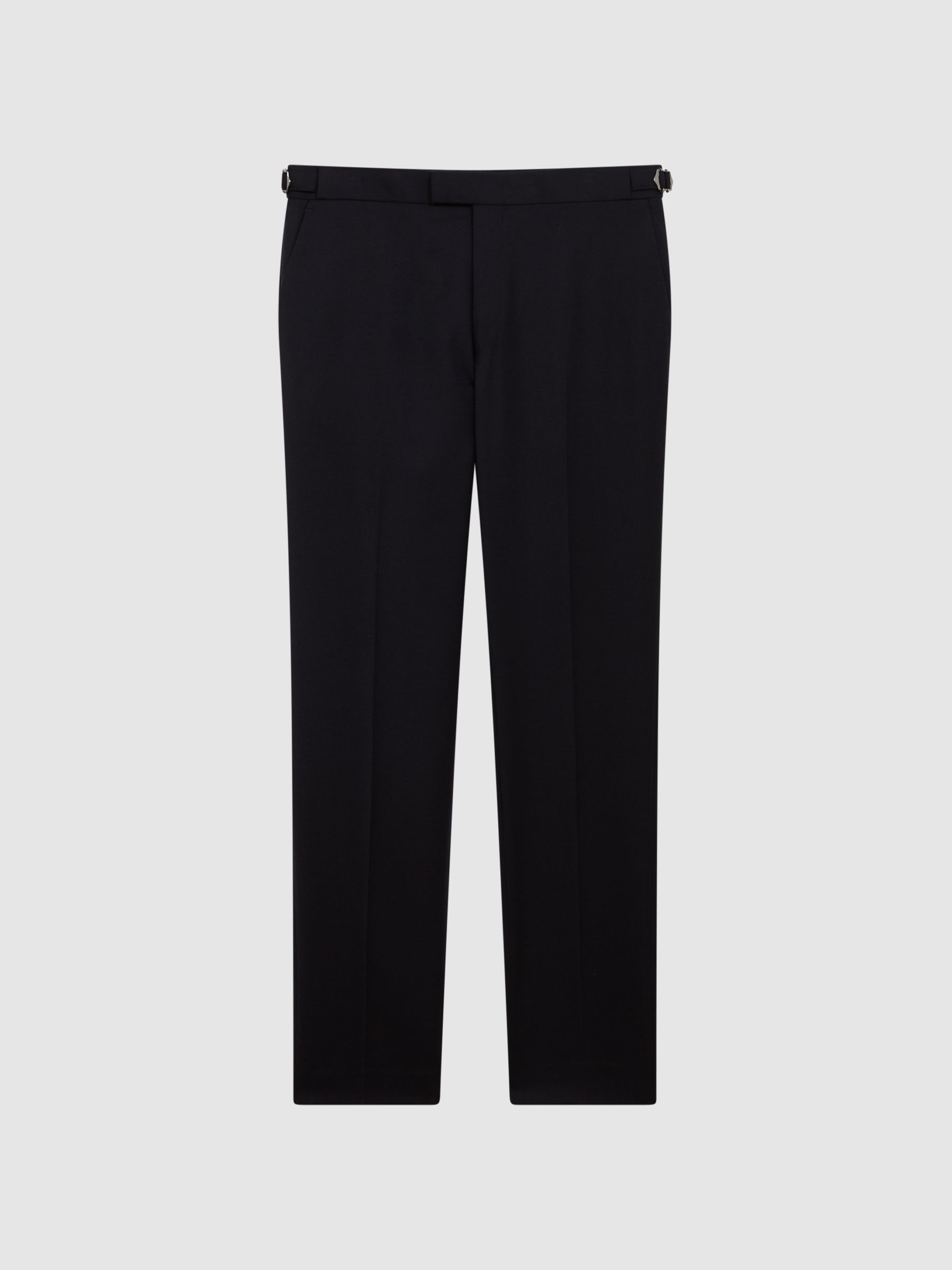 Belford Navy Brushed Wool Mixer Slim Fit Trousers - Image 2 of 5