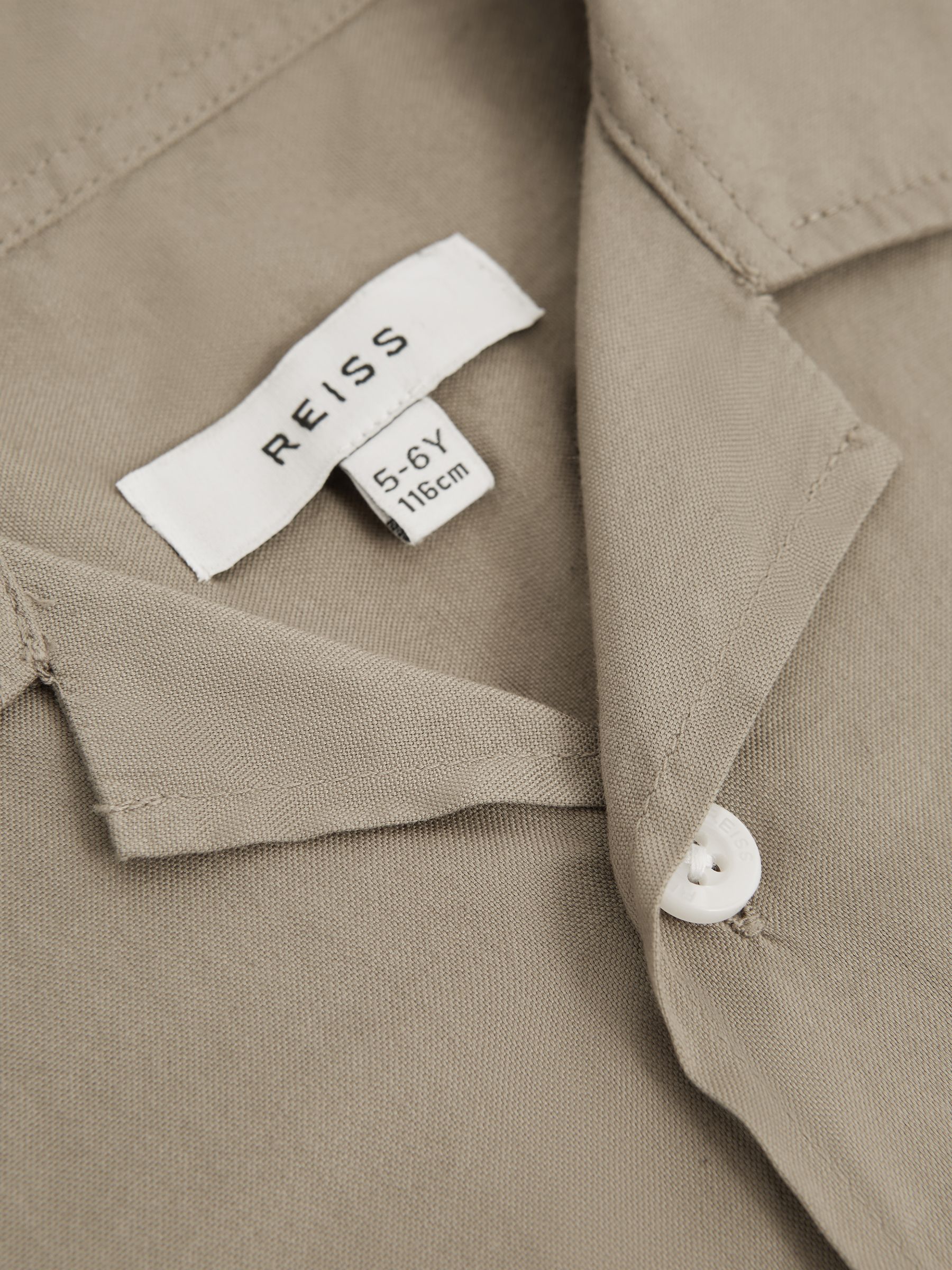 Senior Cotton Short Sleeve Cuban Collar Shirt in Sage - Image 5 of 5