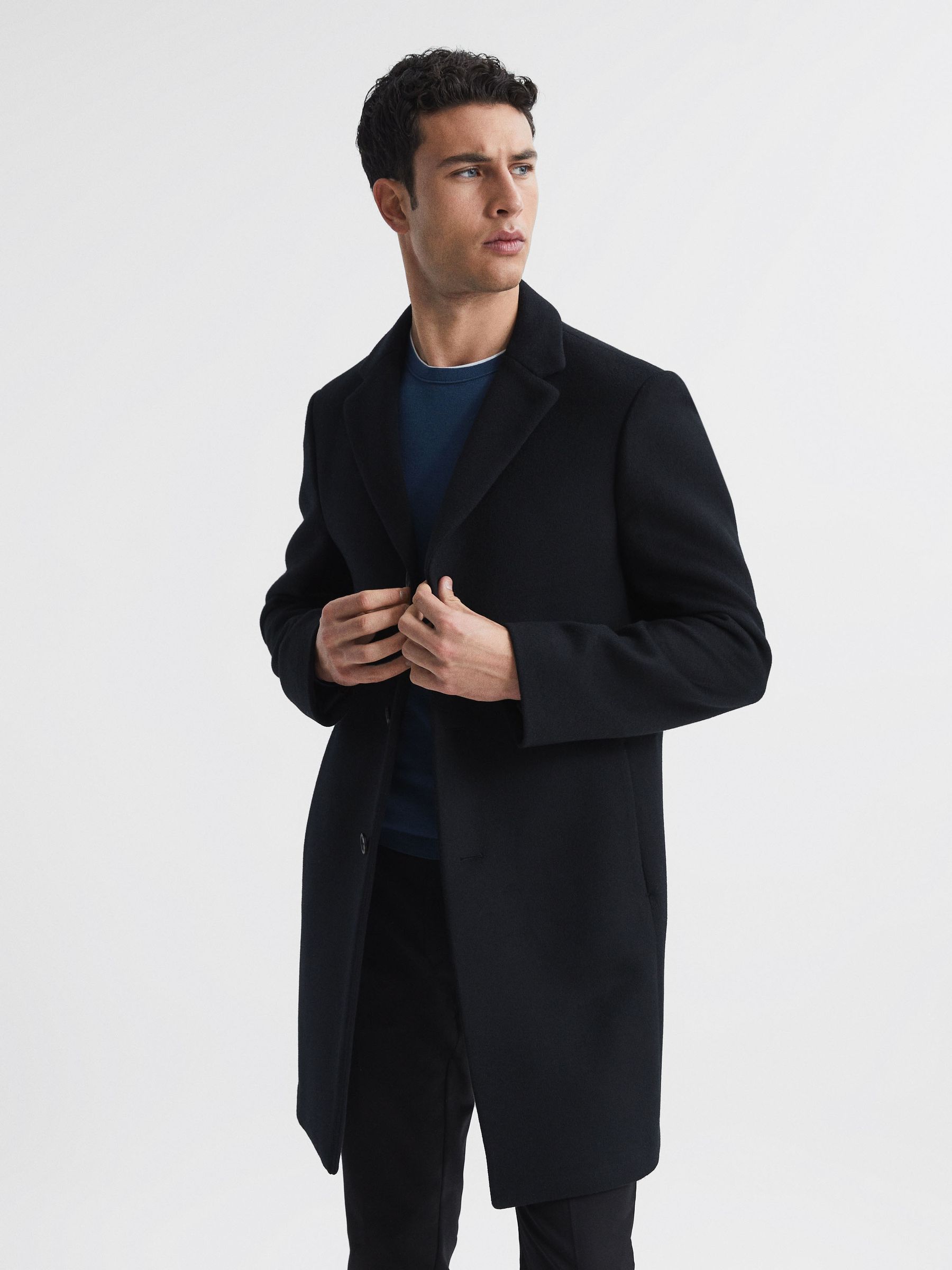 Single Breasted Overcoat in Black - Image 3 of 6