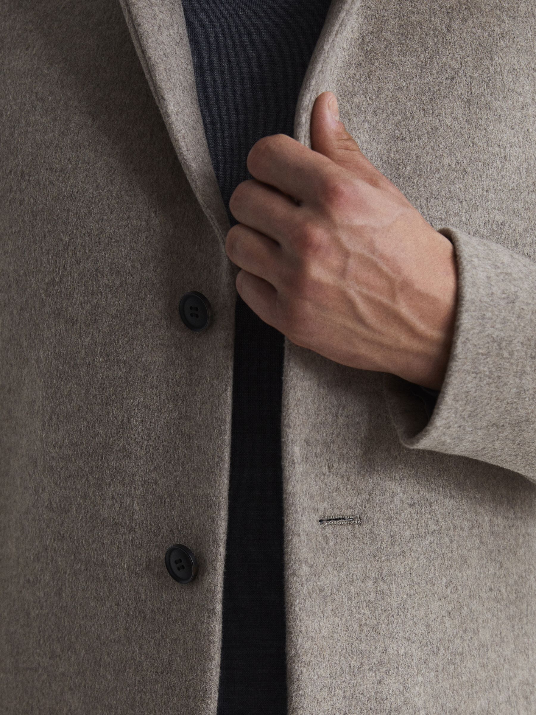 Single Breasted Overcoat in Oatmeal - Image 4 of 6
