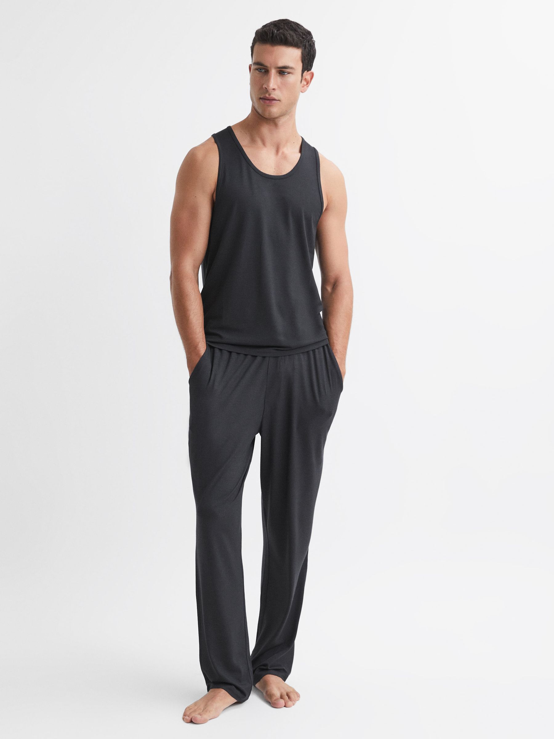 Jersey Drawstring Joggers in Charcoal - Image 3 of 5