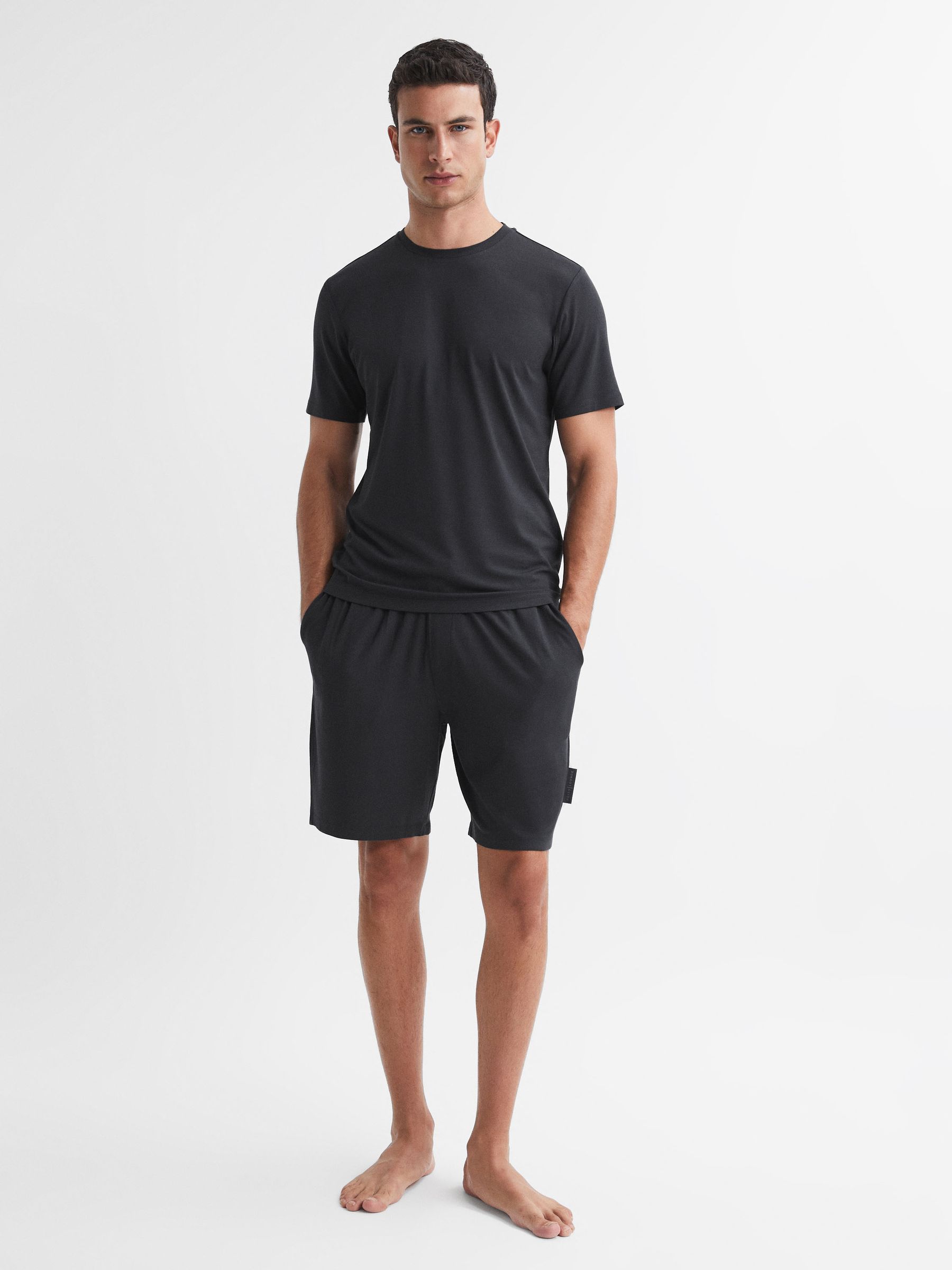 Jersey Crew Neck Short Sleeve T-Shirt in Charcoal - Image 3 of 4