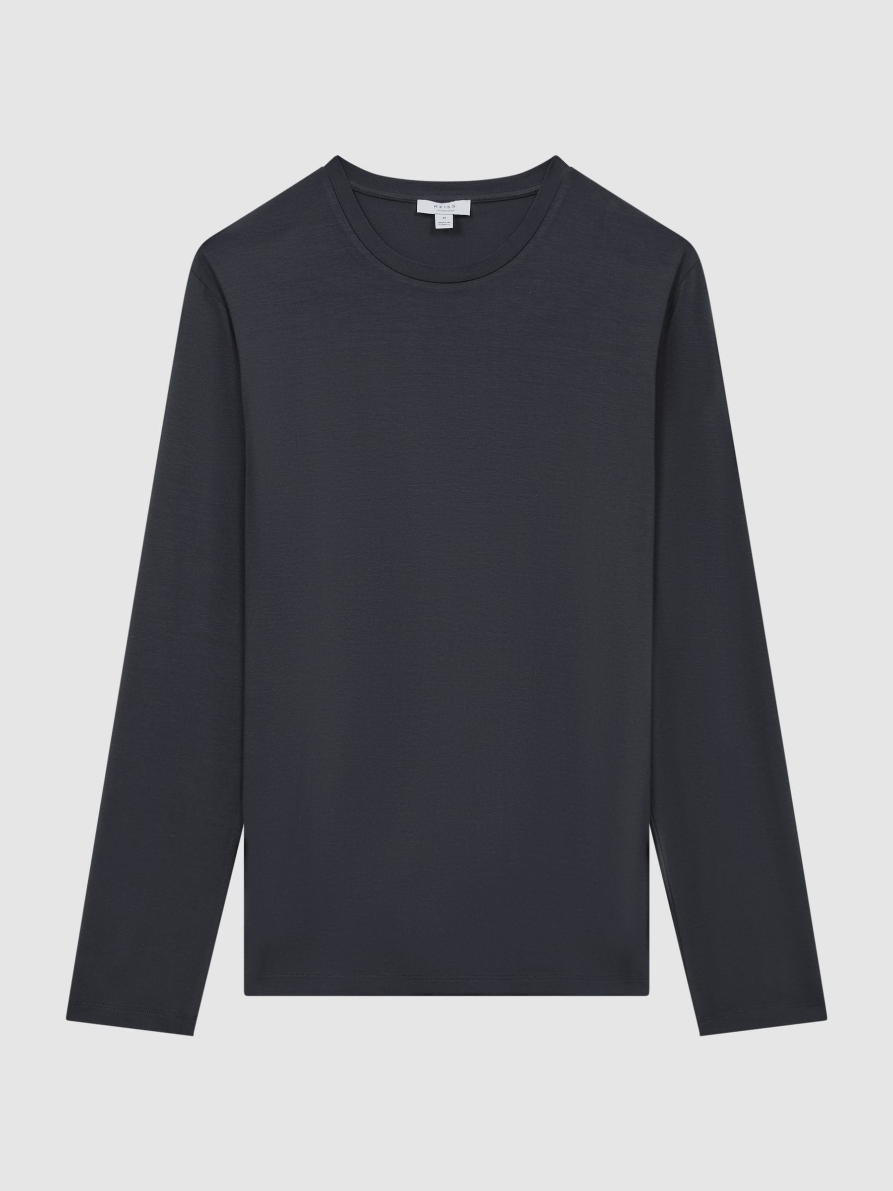 Jersey Crew Neck Long Sleeve T-Shirt in Charcoal - Image 2 of 5