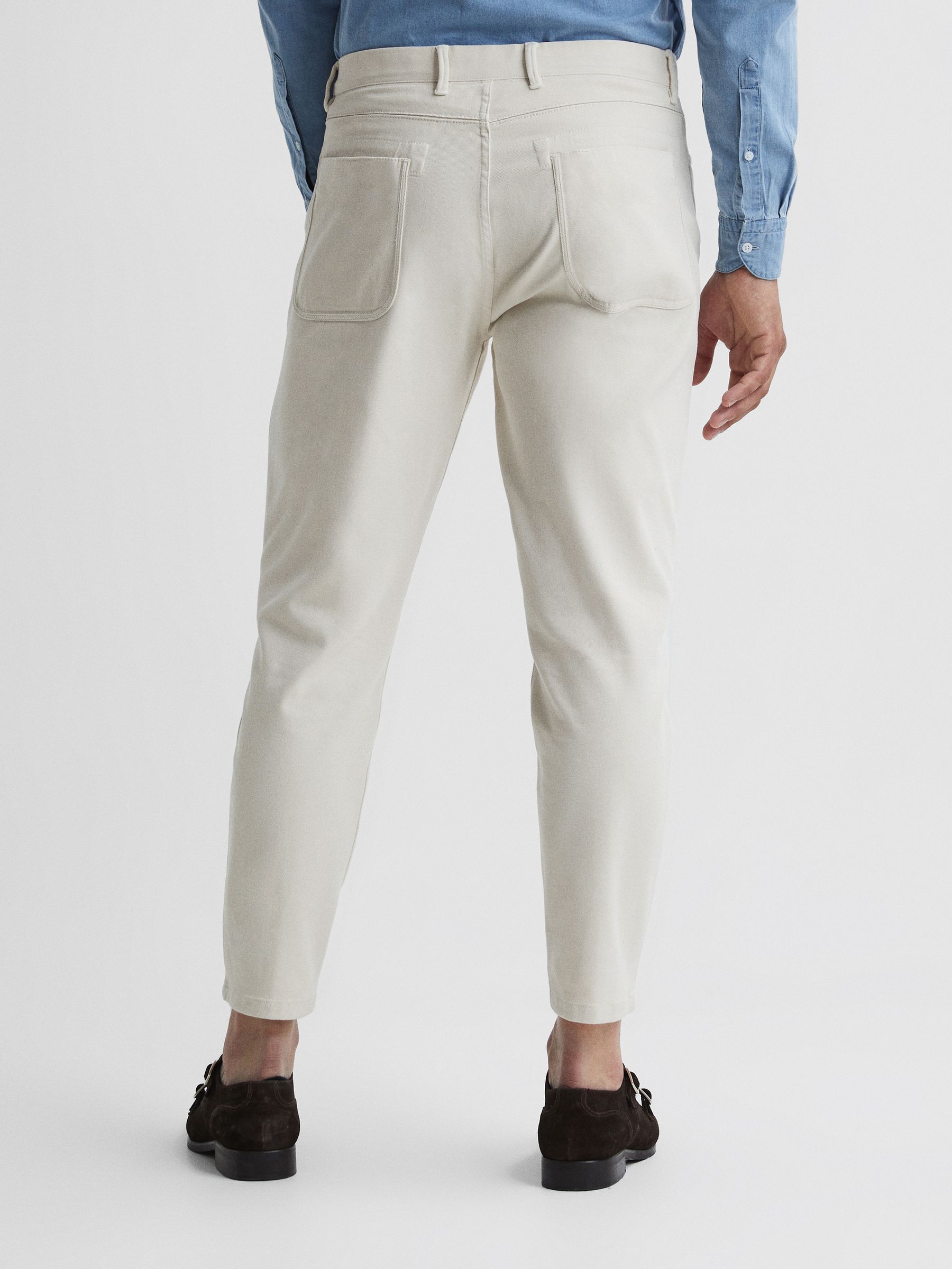 Brushed Cotton Relaxed Fit Trousers in Stone - Image 5 of 6