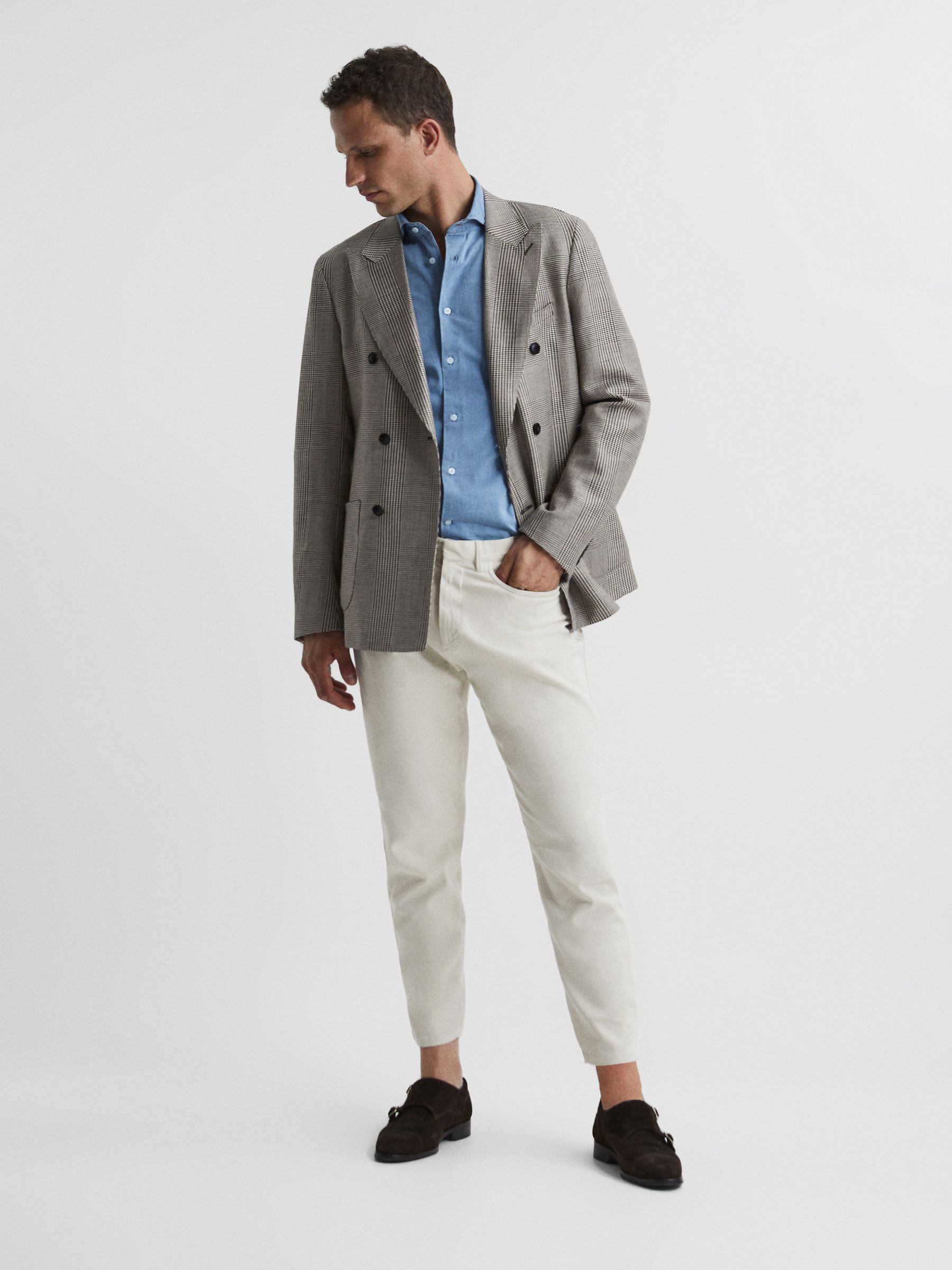 Brushed Cotton Relaxed Fit Trousers in Stone - Image 6 of 6