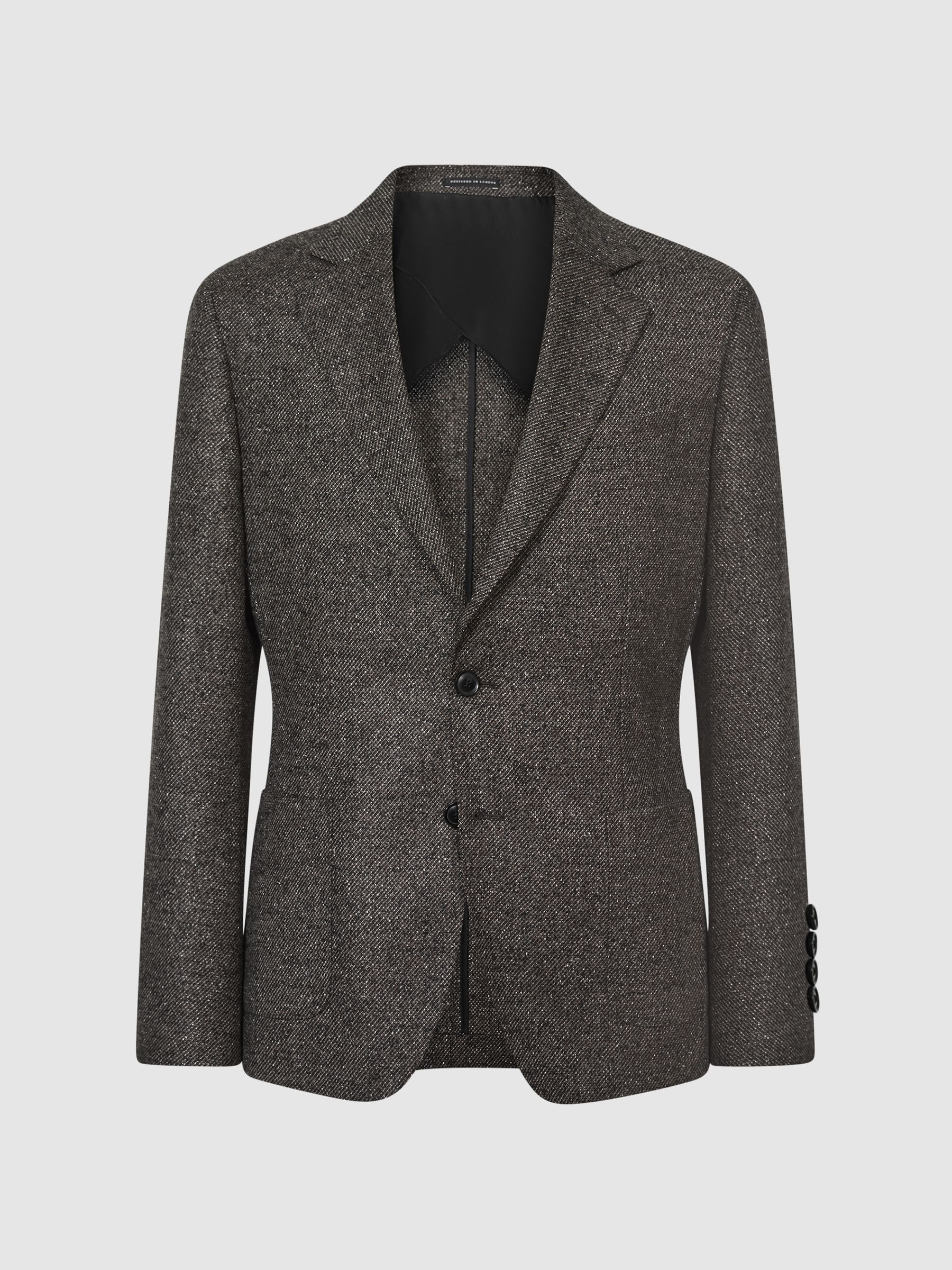 Single Breasted Notch Birdseye Blazer in Brown - Image 2 of 5