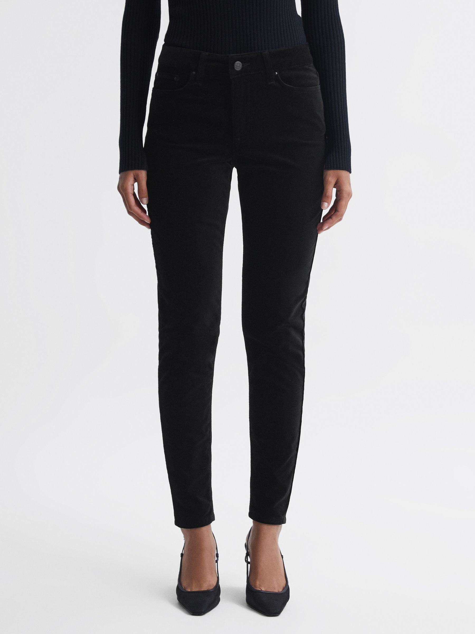Velvet Mid Rise Skinny Jeans in Black - Image 1 of 5