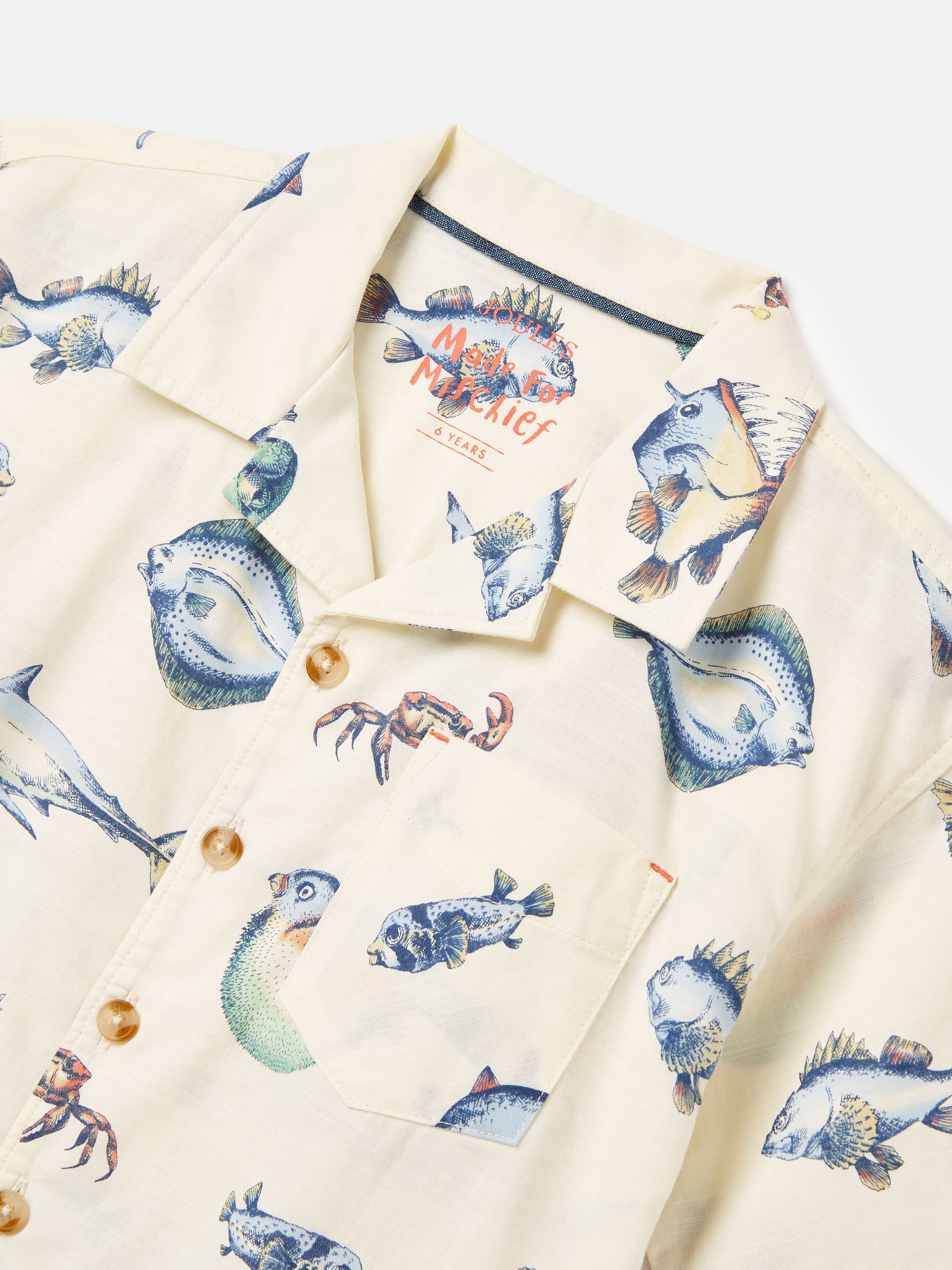 Boys' Revere Neutral Printed Cotton Shirt - Image 3 of 5
