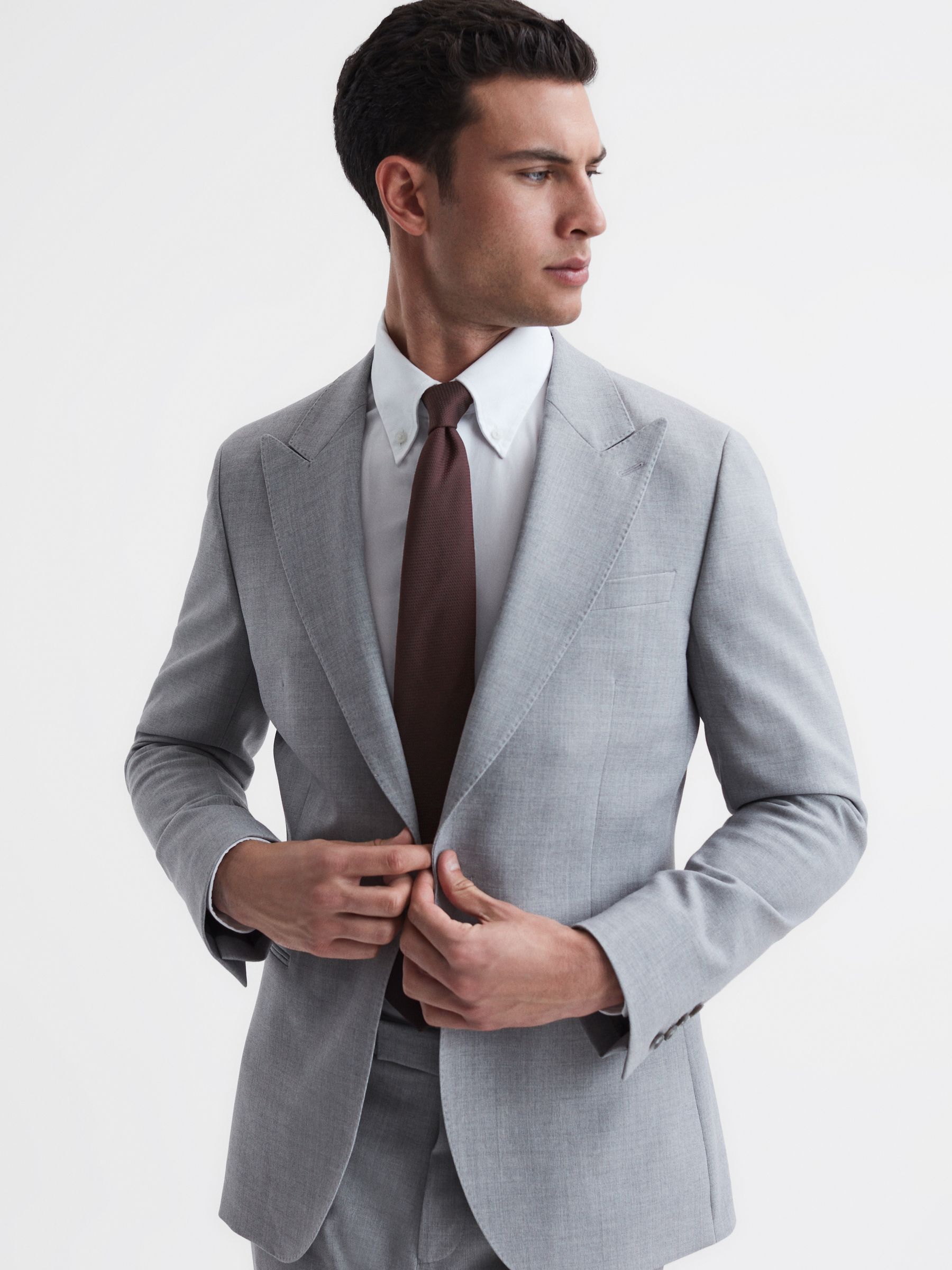 Textured Silk Blend Tie in Burgundy - Image 2 of 5