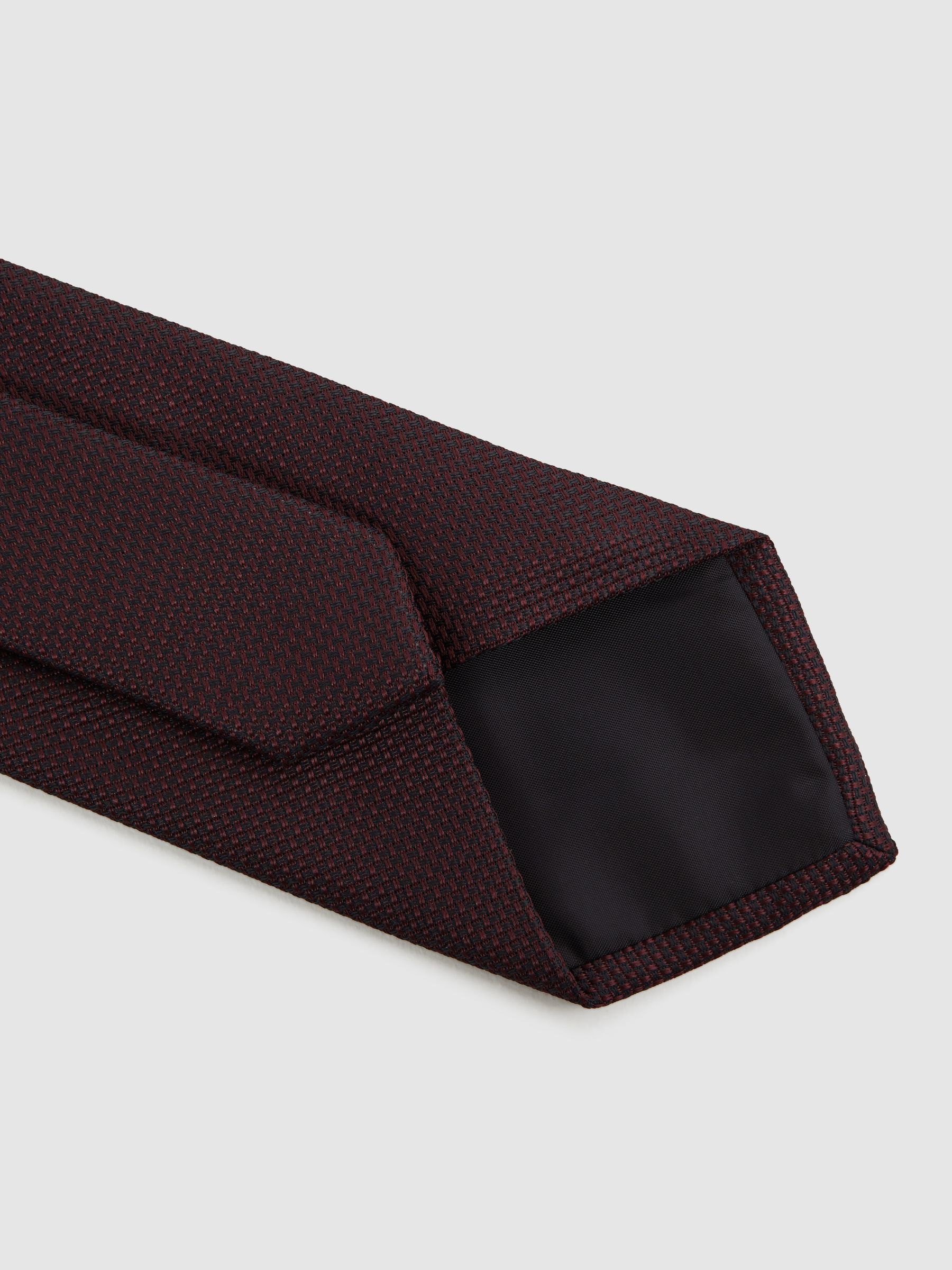 Textured Silk Blend Tie in Burgundy - Image 4 of 5