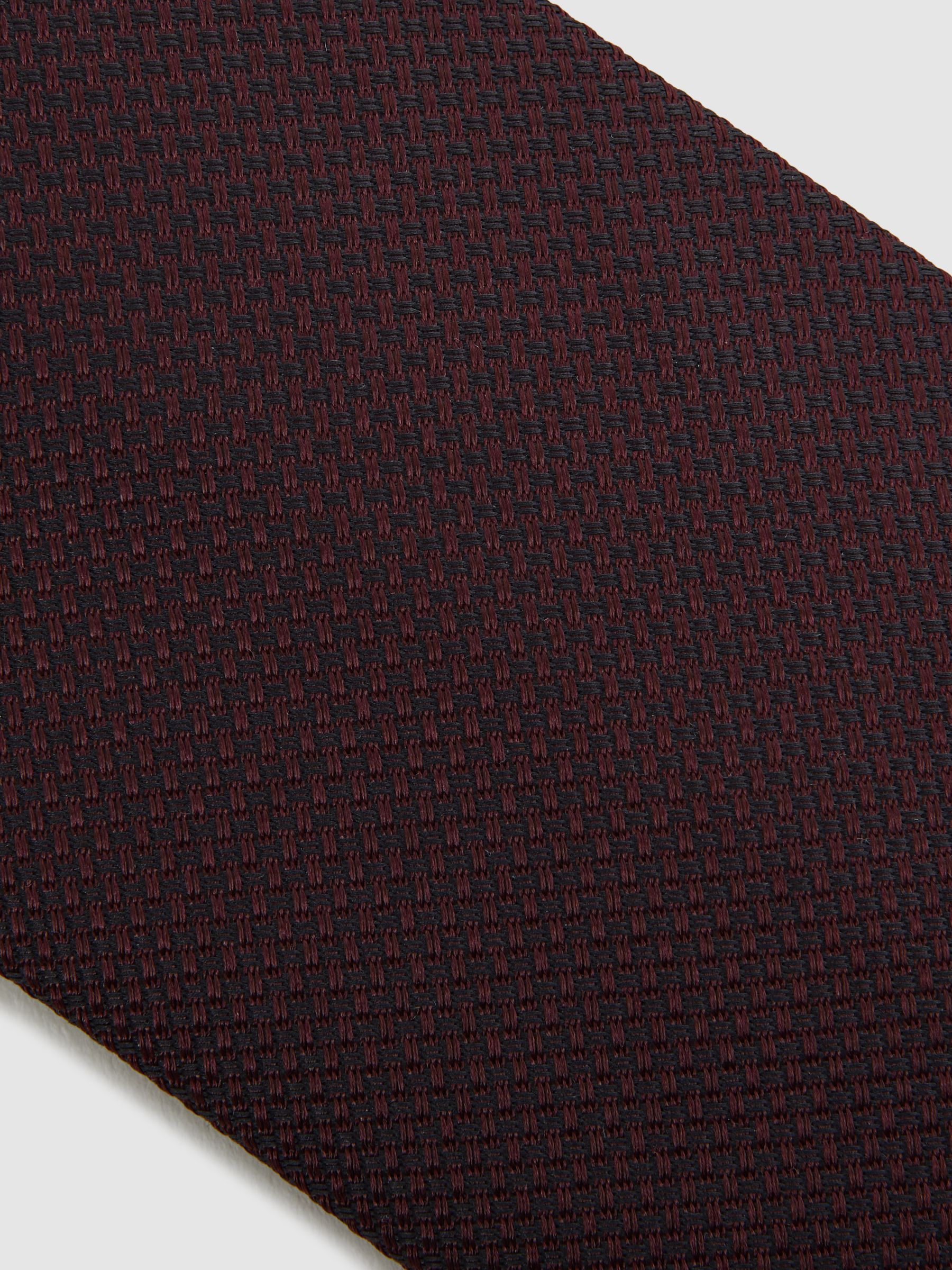 Textured Silk Blend Tie in Burgundy - Image 5 of 5