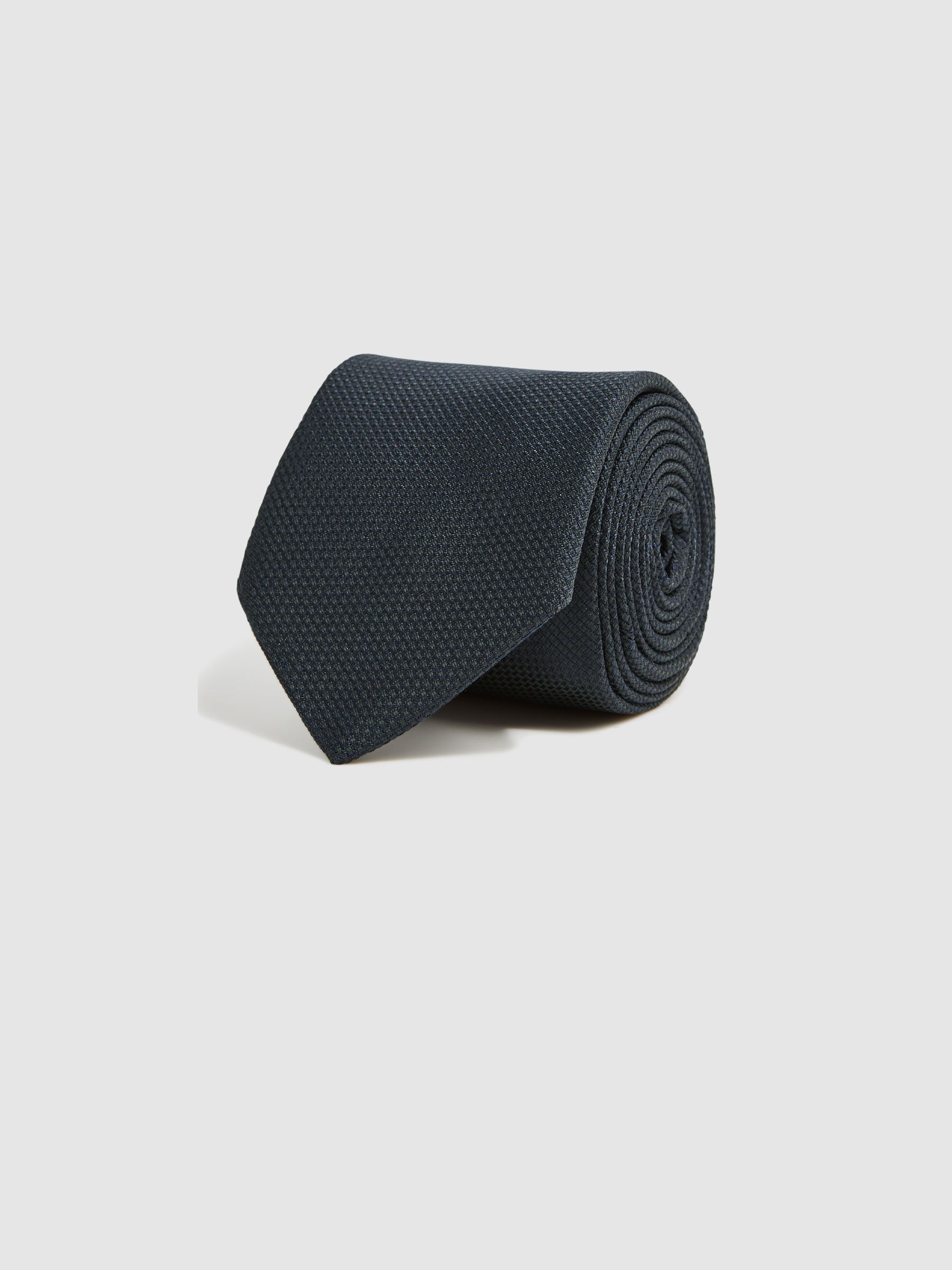 Textured Silk-Blend Tie in Navy - Image 2 of 5