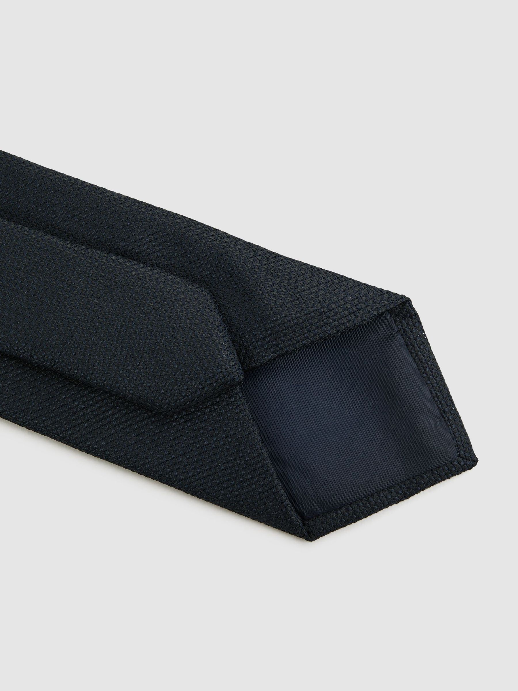 Textured Silk-Blend Tie in Navy - Image 5 of 5