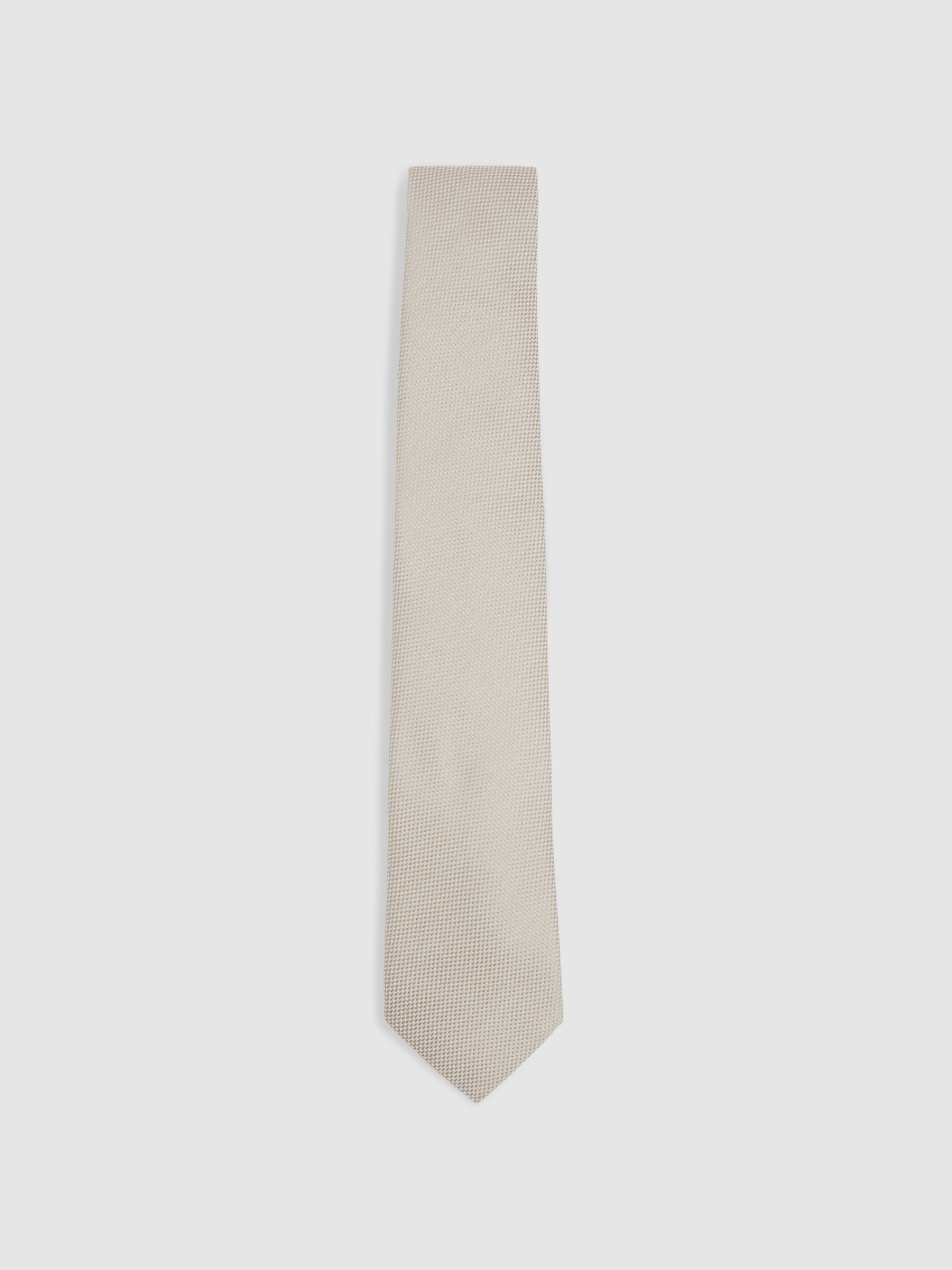 Textured Silk Blend Tie in Soft Champagne - Image 1 of 5