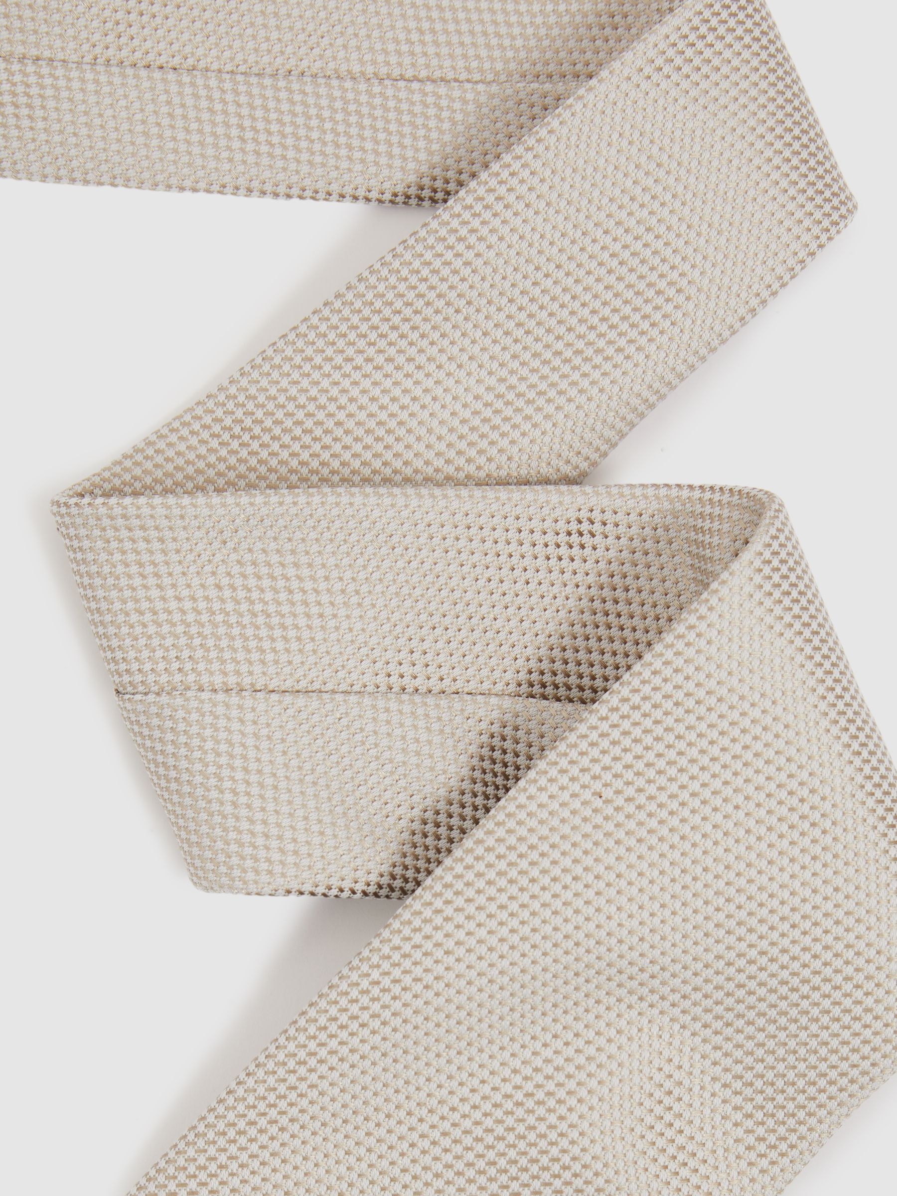 Textured Silk Blend Tie in Soft Champagne - Image 3 of 5