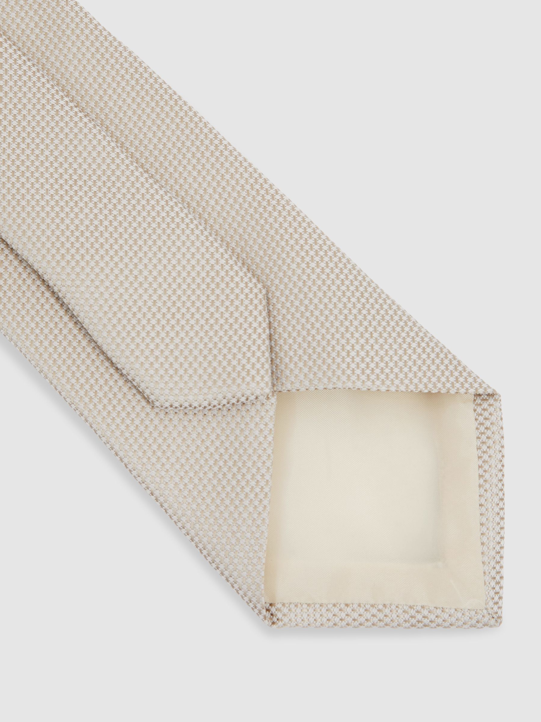 Textured Silk Blend Tie in Soft Champagne - Image 4 of 5