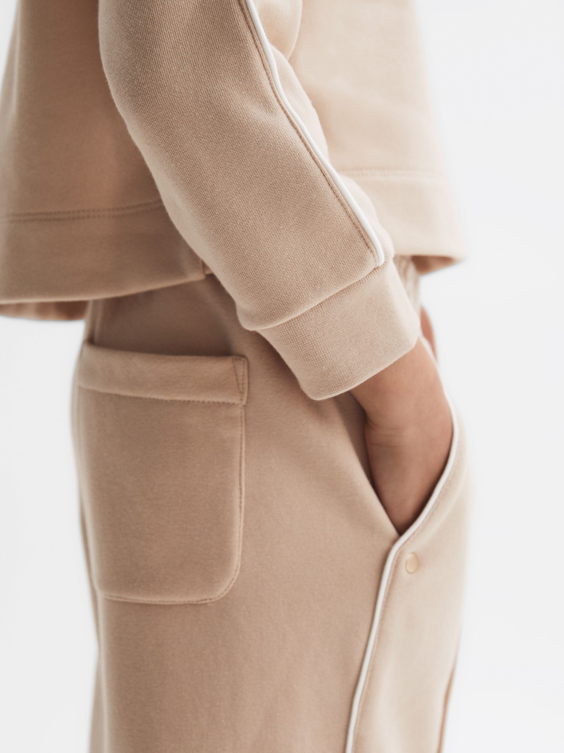 9-14 yrs Drawstring Stripe Joggers in Camel - Image 4 of 6