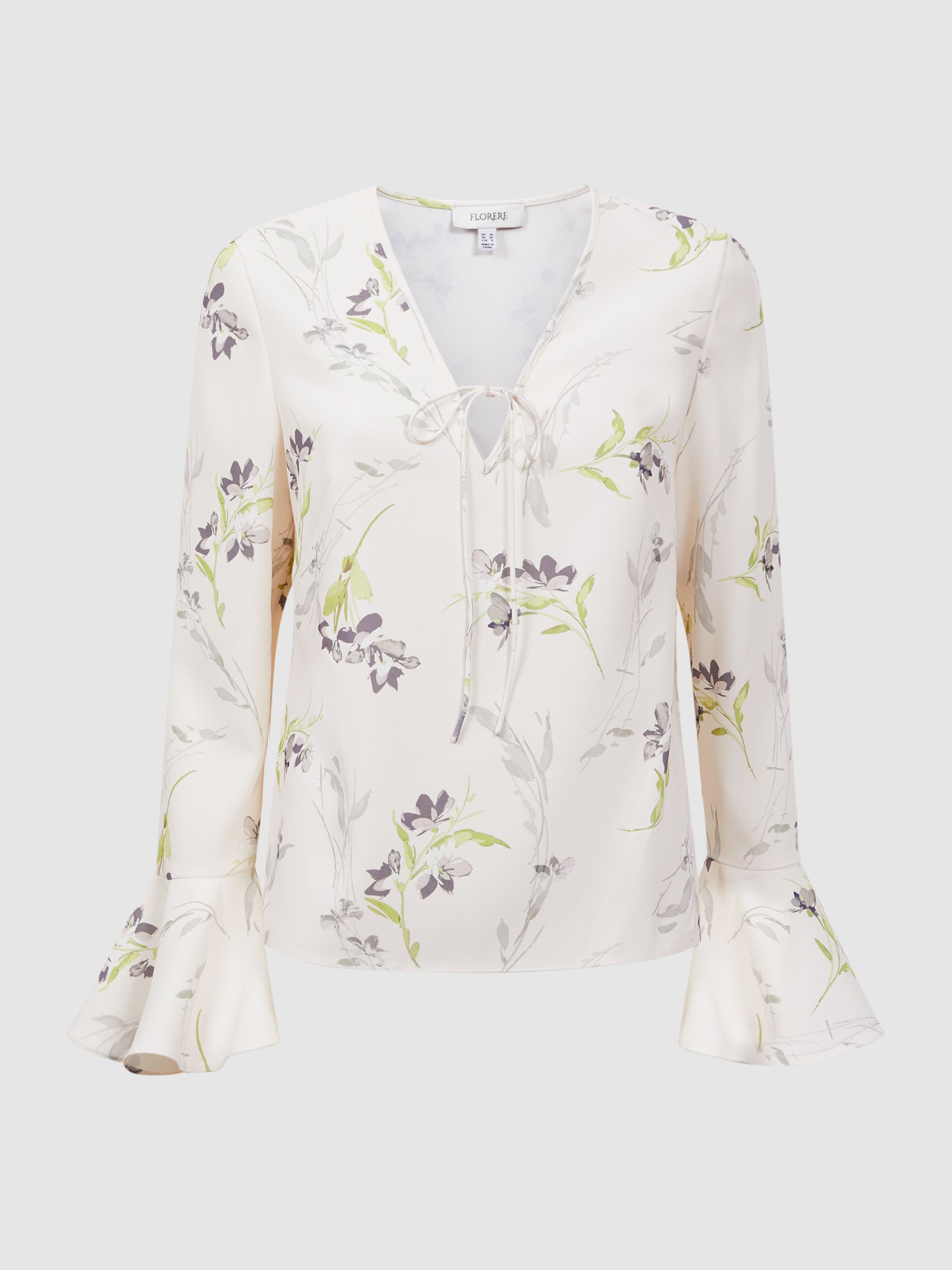 Florere Floral V-Neck Top in Cream - Image 10 of 10
