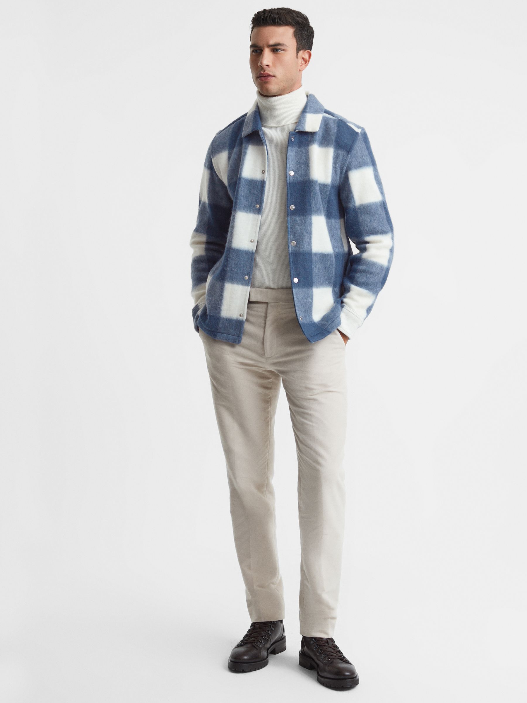 Brushed Check Overshirt in Blue - Image 3 of 5