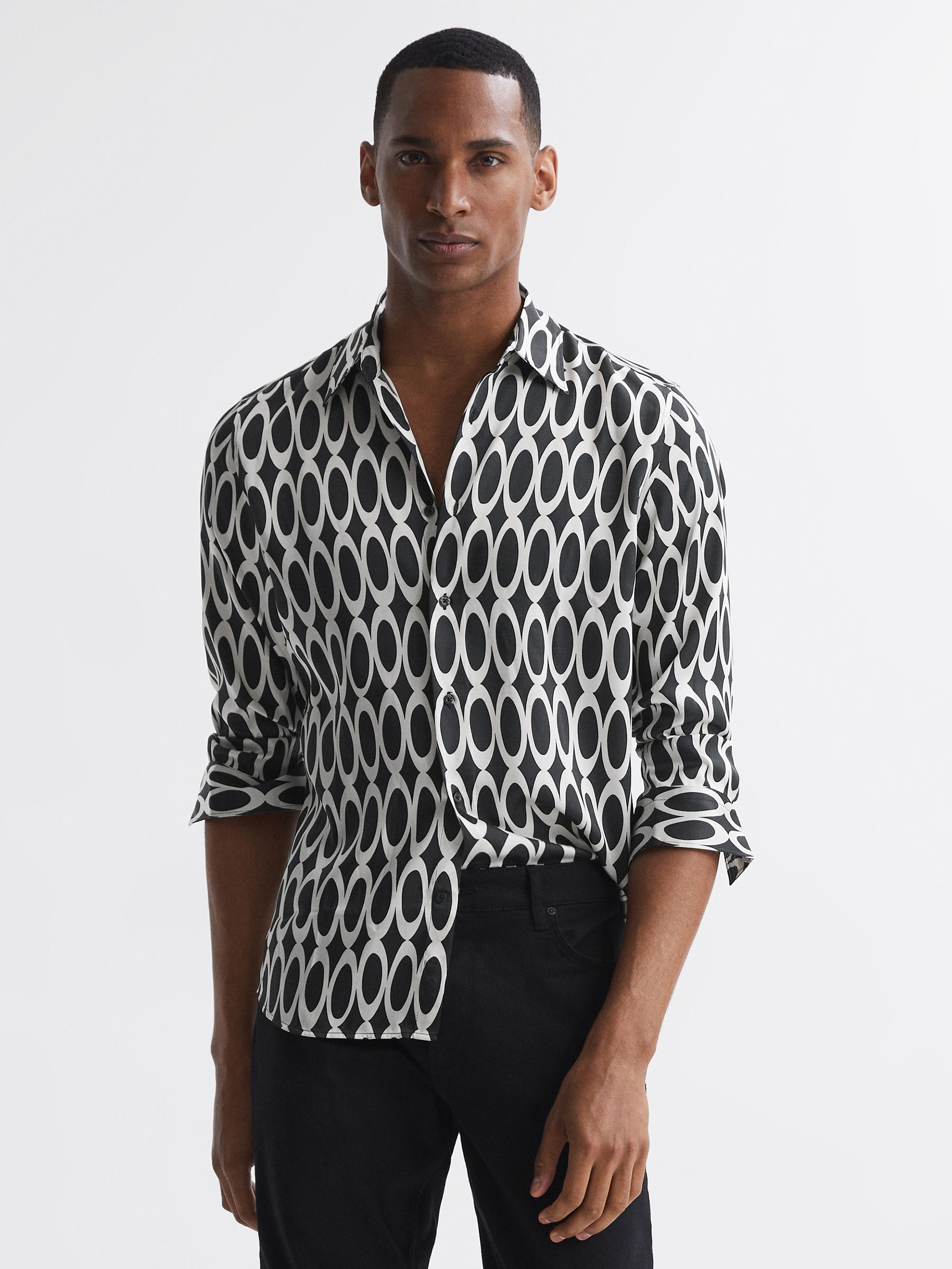Monogram Button-Through Shirt in Black - Image 1 of 5