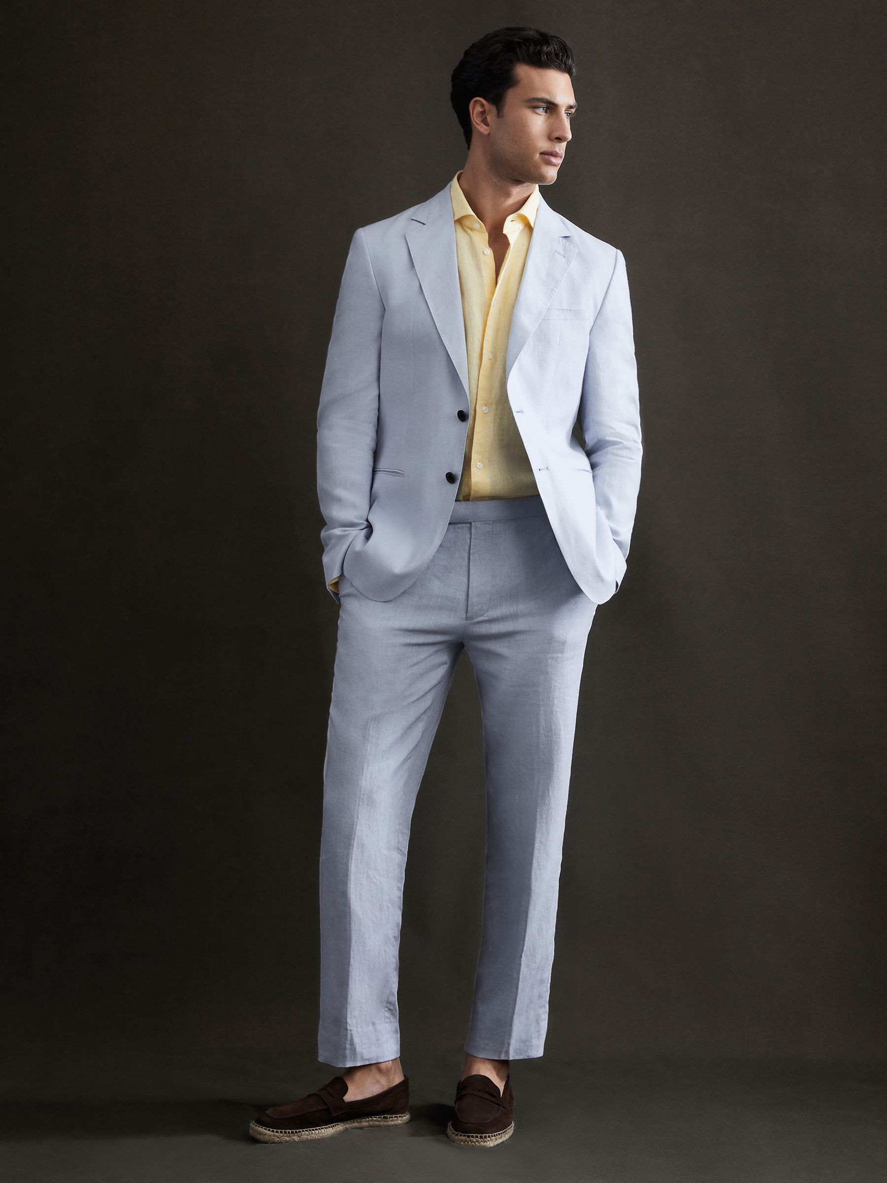 Linen Button-Through Shirt in Lemon - Image 2 of 4