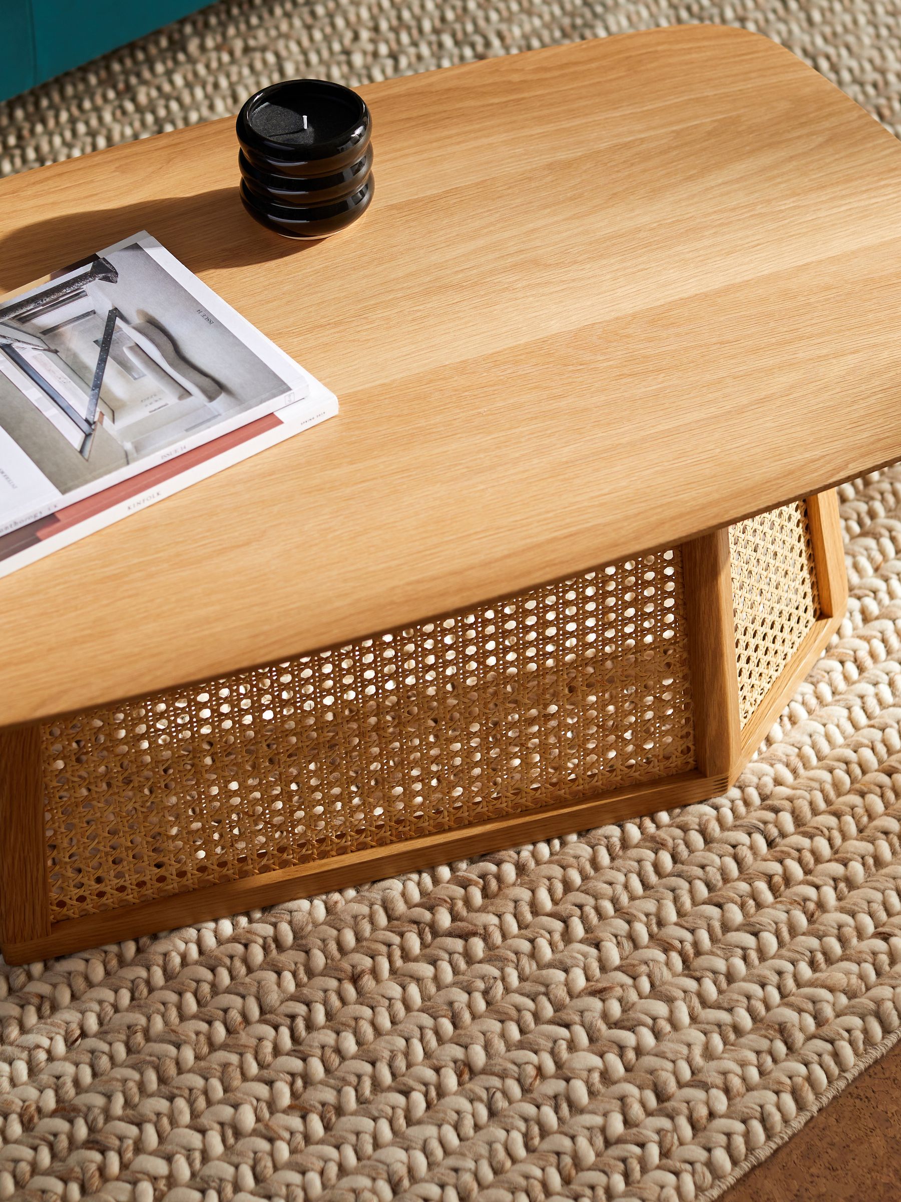 Luca Rattan Coffee Table in Oak - Image 2 of 3