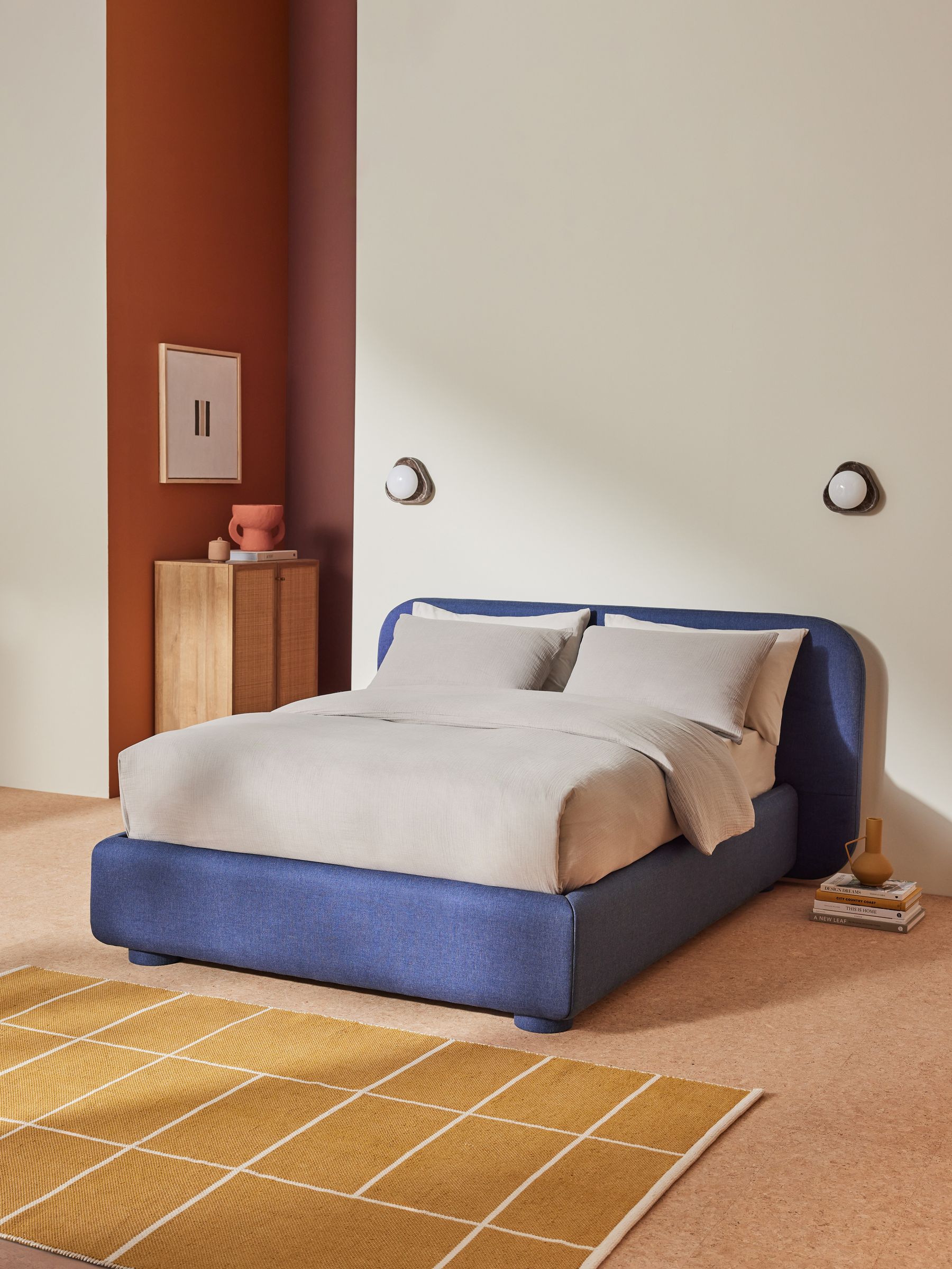 Hanson Ottoman Storage Bed in Velvet in Blue - Image 1 of 4