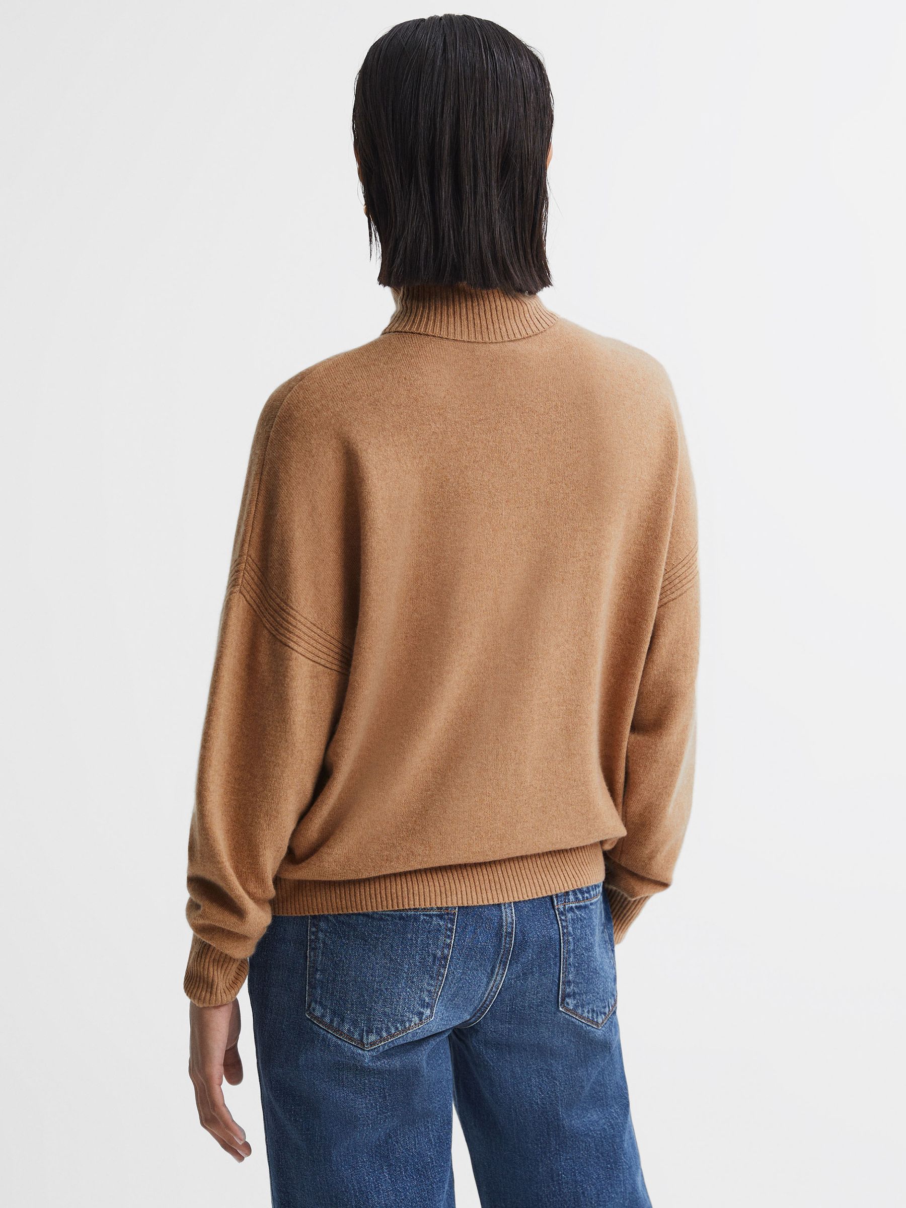 Knitted Roll Neck Jumper in Camel - Image 5 of 7