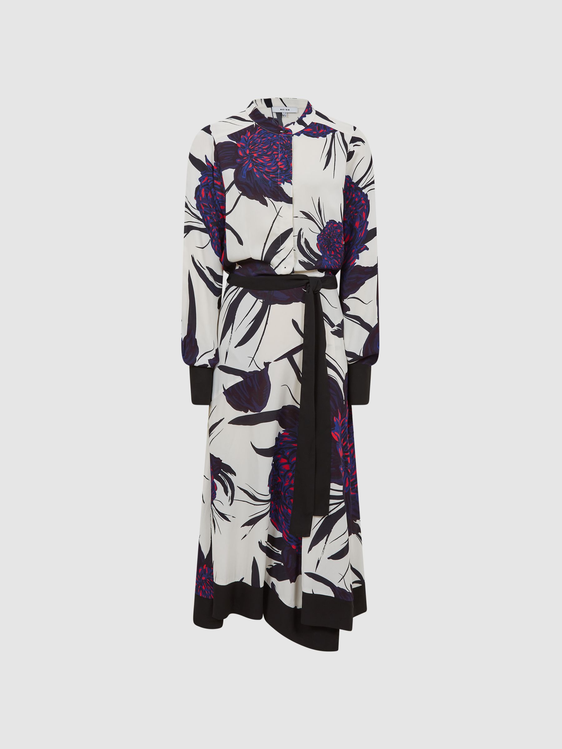 Large Scale Floral Midi Dress in Purple - Image 2 of 6 Large Scale Floral Midi Dress in Purple - Image 2 of 6