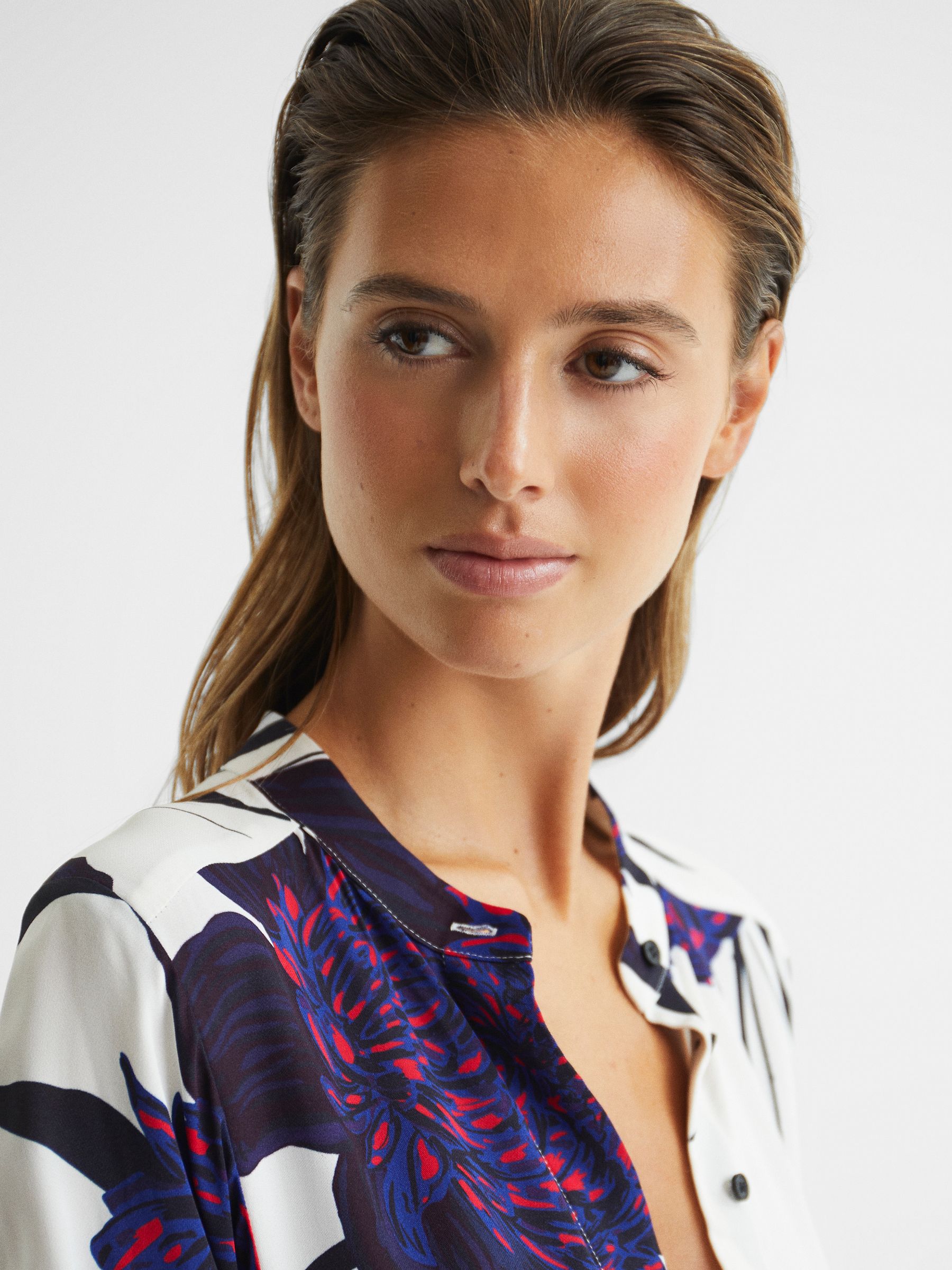 Large Scale Floral Midi Dress in Purple - Image 4 of 6