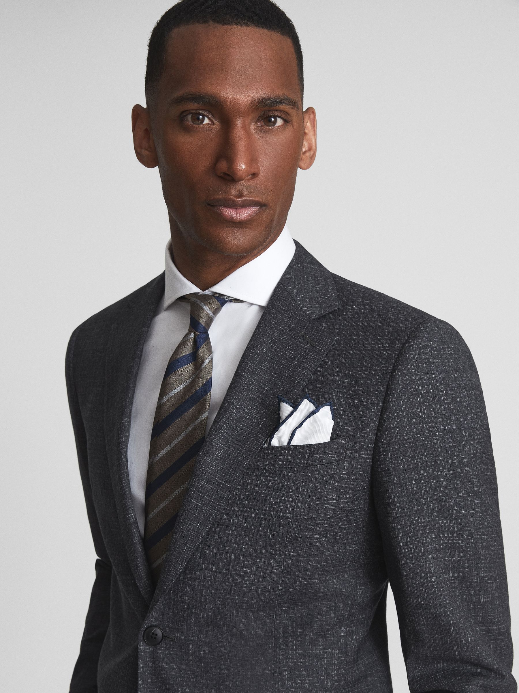Slim Fit Textured Wool Blazer in Charcoal - Image 1 of 10 Slim Fit Textured Wool Blazer in Charcoal - Image 1 of 10