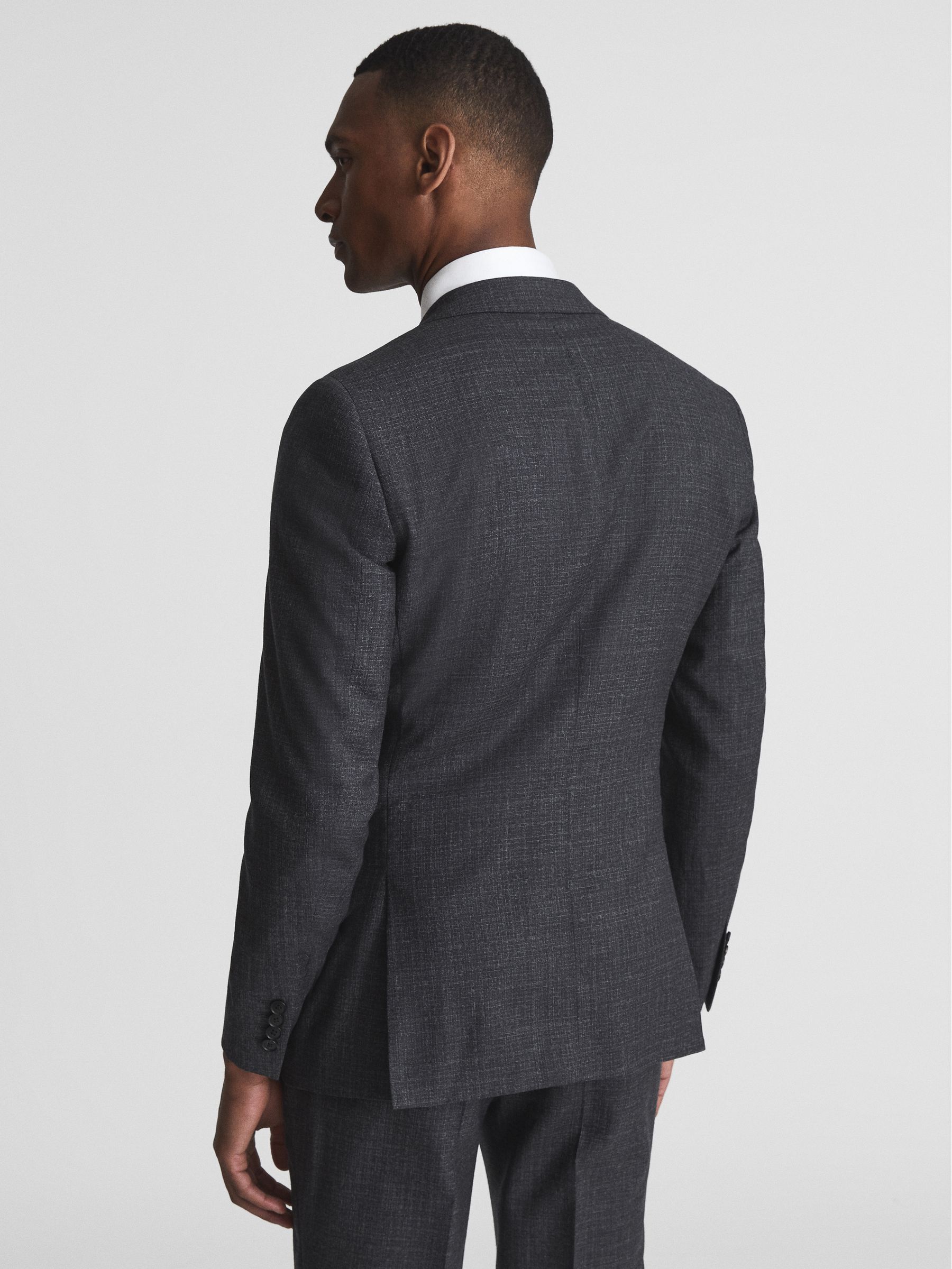 Slim Fit Textured Wool Blazer in Charcoal - Image 5 of 10
