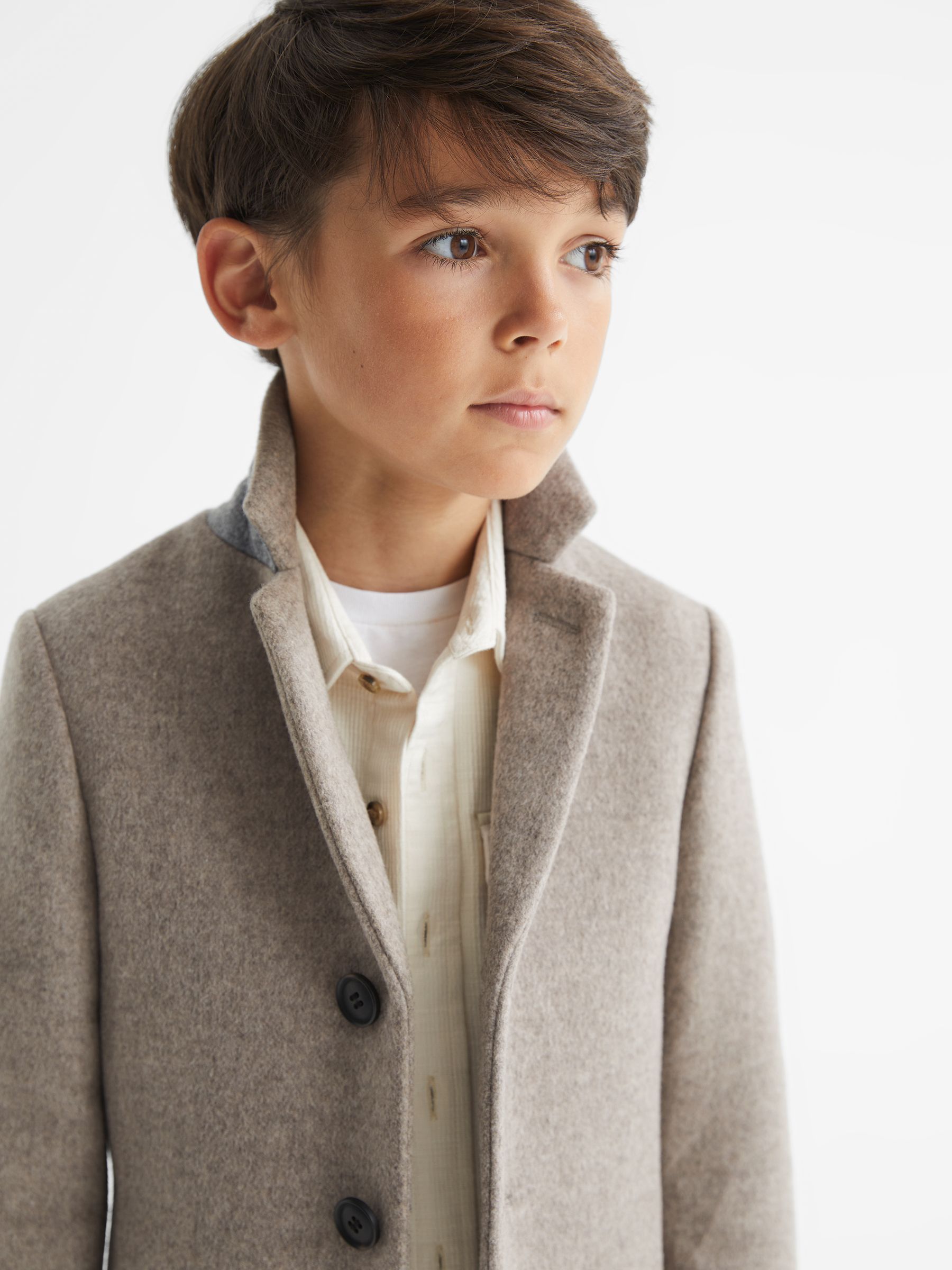 Single Breasted Overcoat in Oatmeal - Image 4 of 7