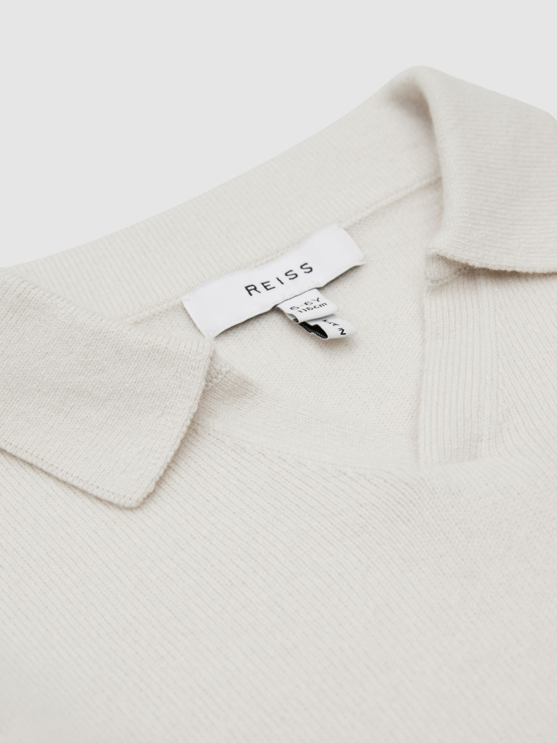 Senior Wool-Cashmere Blend Open Collar Polo in Milk - Image 6 of 6