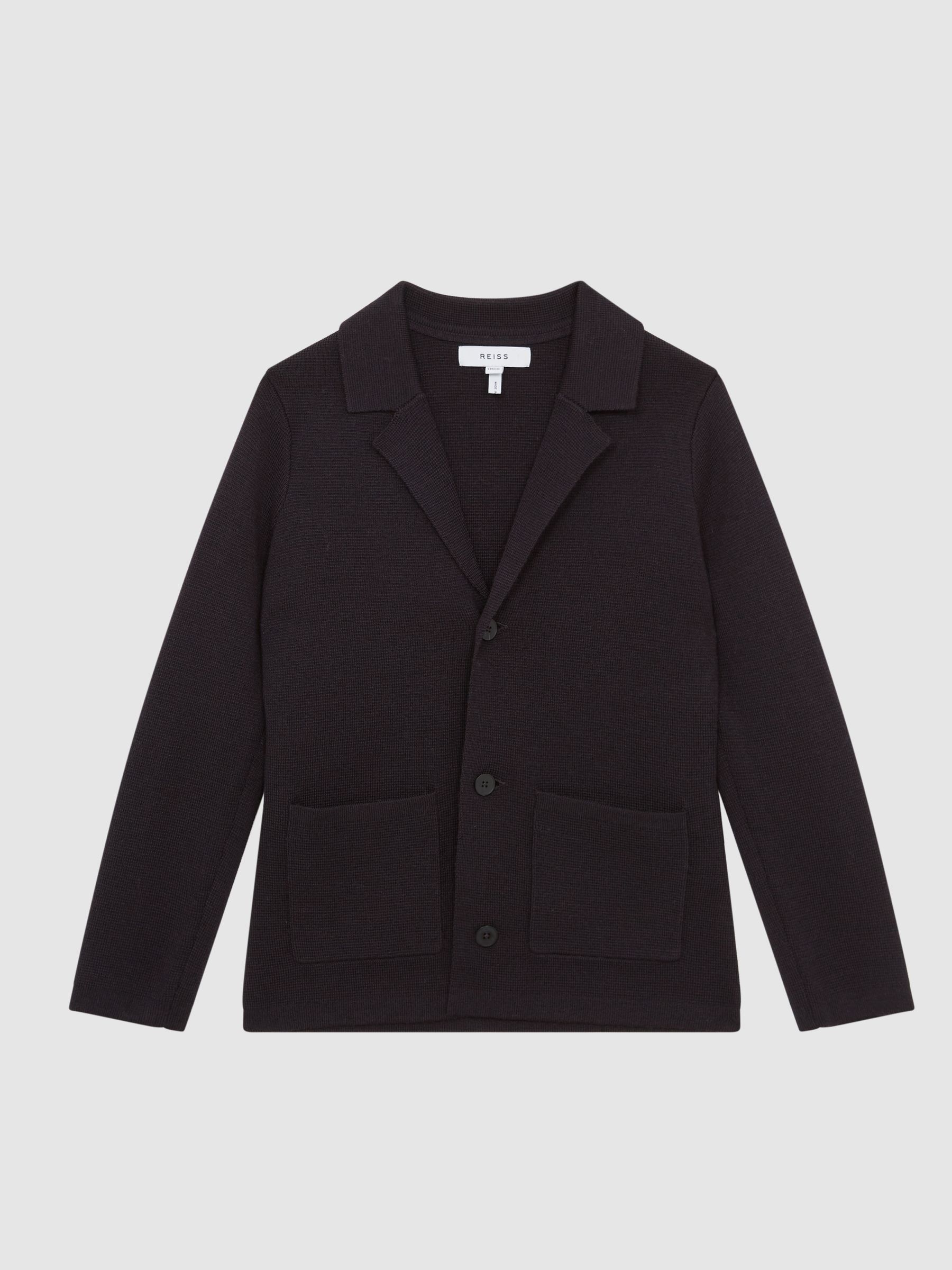 Junior Button Through Slim Fit Wool Blazer in Navy - Image 2 of 6