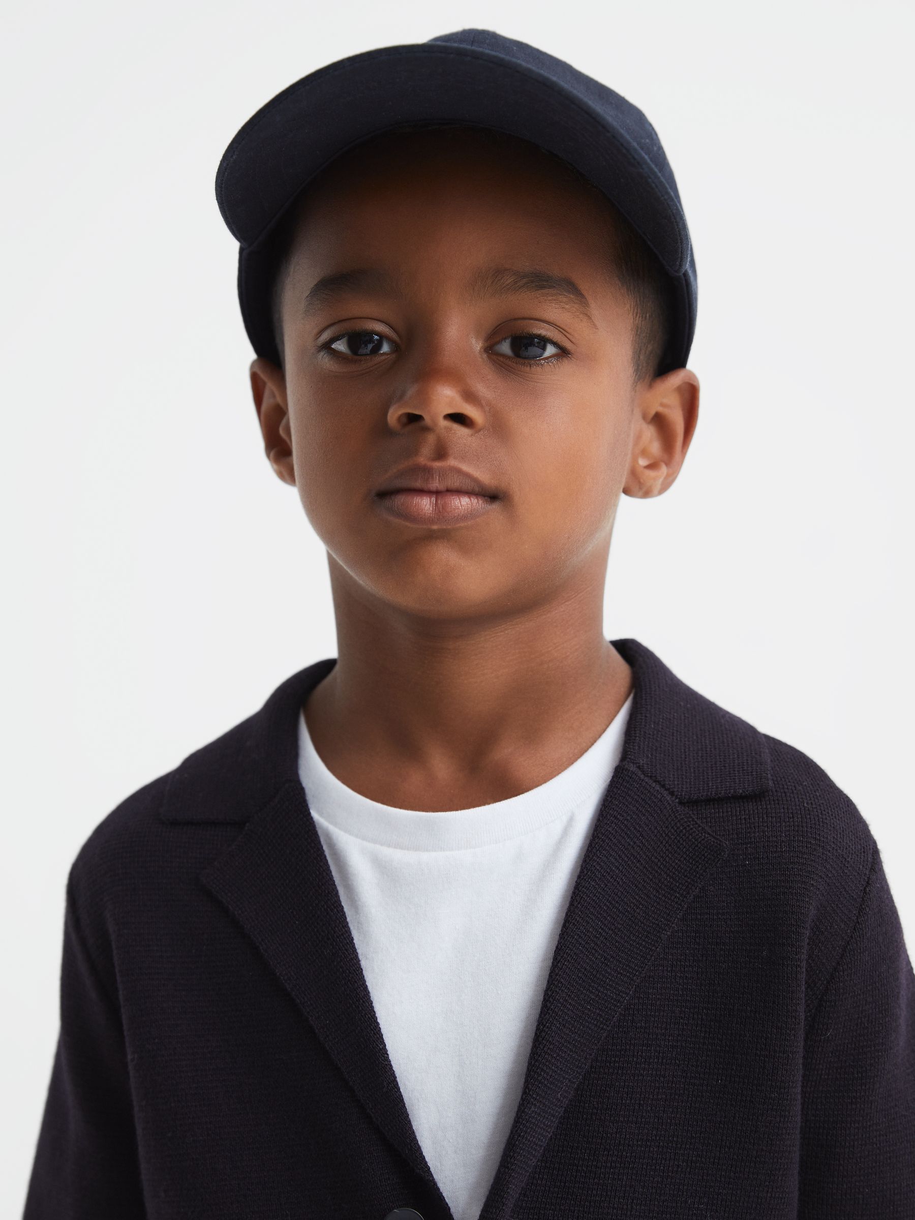 Junior Button Through Slim Fit Wool Blazer in Navy - Image 3 of 6