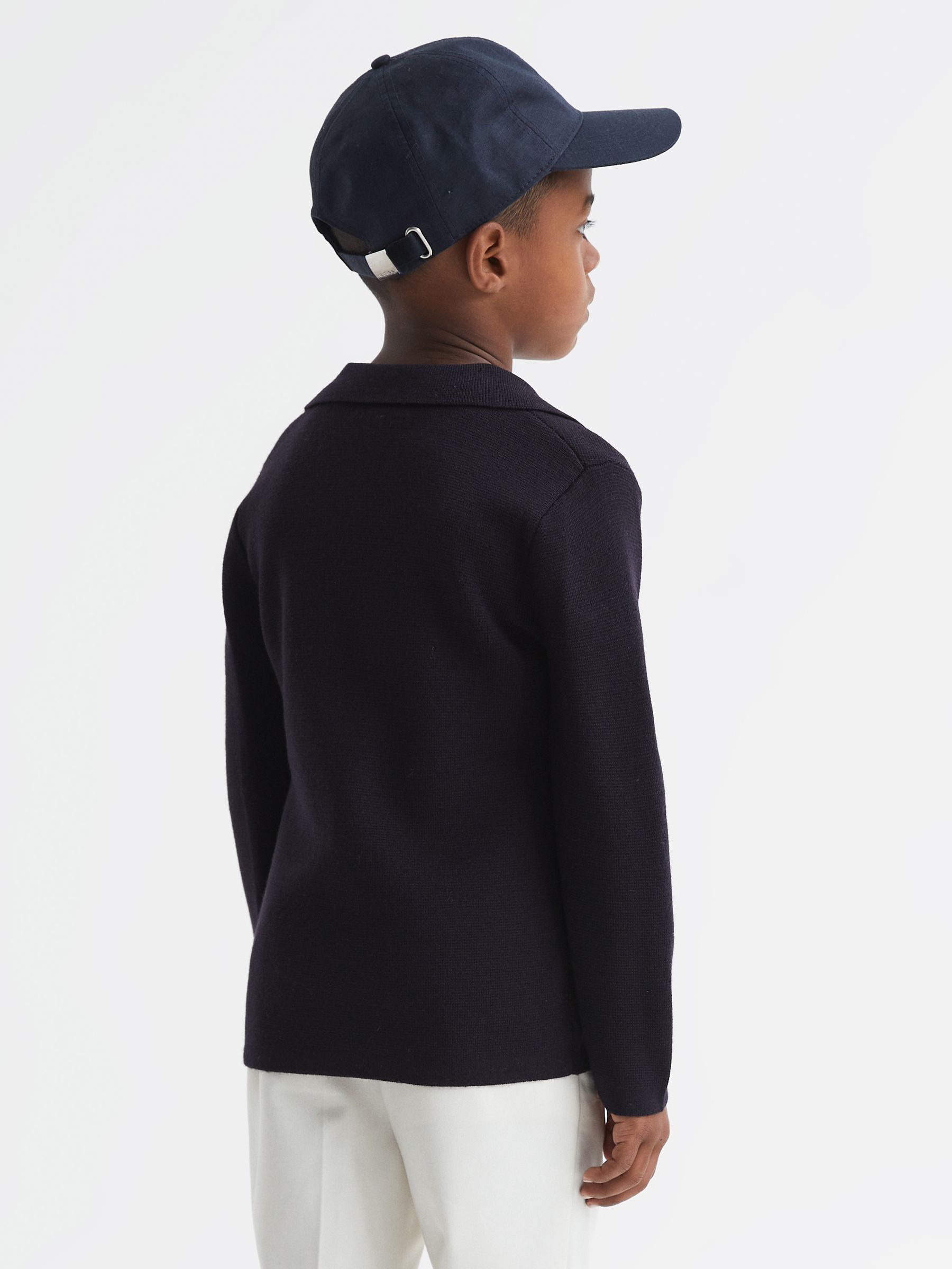 Junior Button Through Slim Fit Wool Blazer in Navy - Image 5 of 6